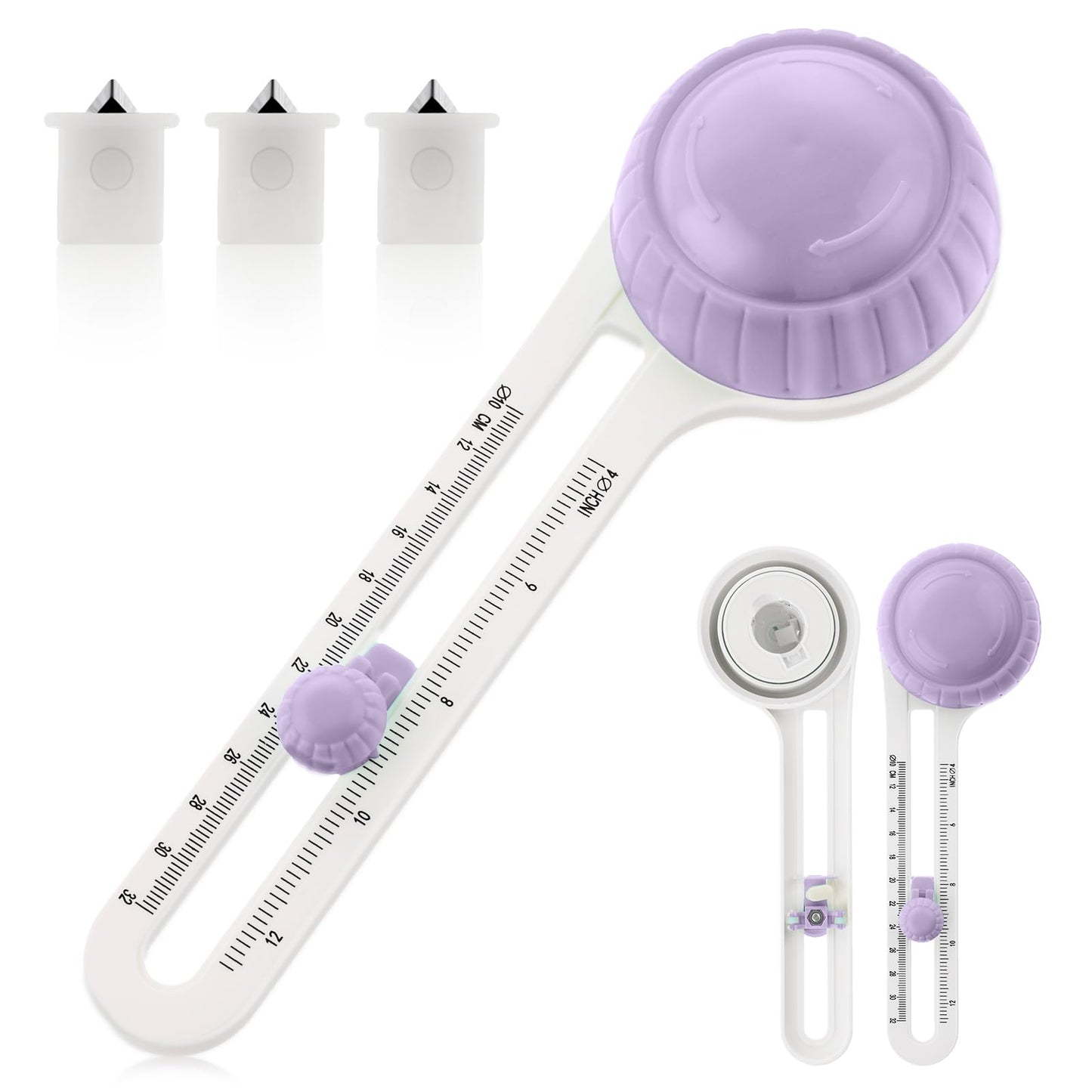 TIESOME Adjustable Circular Paper Cutter, with 3 Replacement Blades, Circle Cutter Tool Rotating Paper Cutter Circular Cutting Tool Paper Trimmer 3.9-12.6in for Scrapbooking Making Art DIY(Purple)