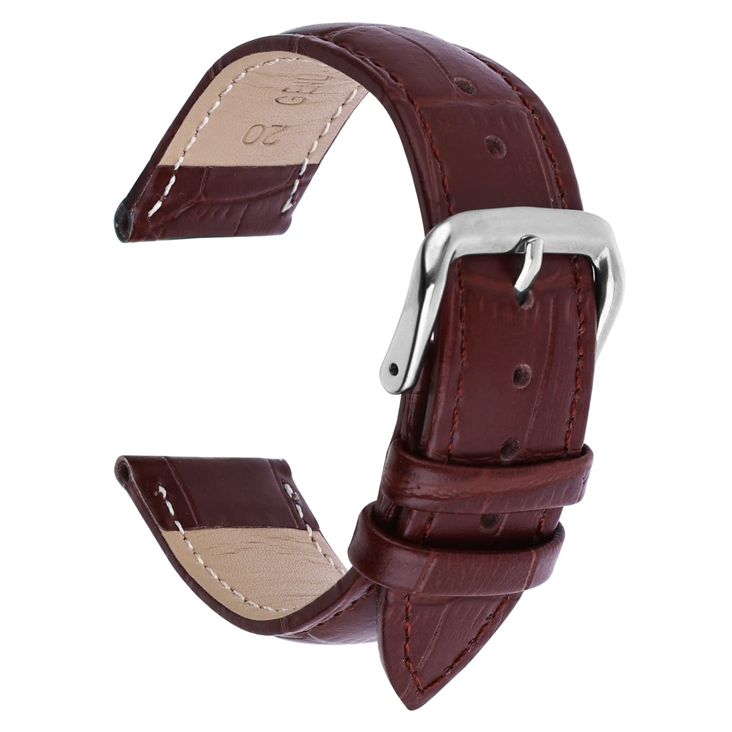 TIESOME Quick Release Leather Watch Band, 18mm 20mm 22mm Leather Watch Strap, Valentine's Day Gifts for Him or Her (22mm, Brown)