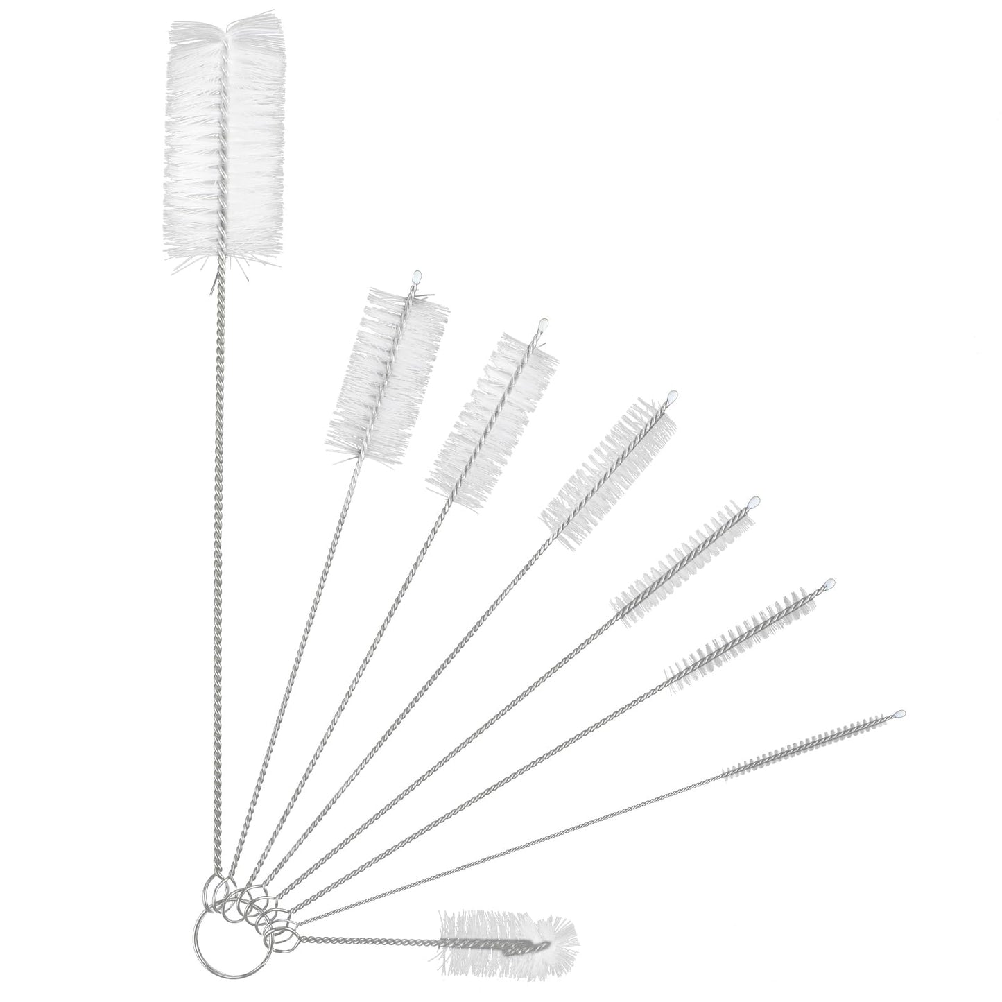 Giantree Small Bottle Cleaner Brush Set, 8Pcs Nylon Flexible Straw Cleaner Brushes Reusable Long Cleaning Bottle Brushes for Washing Narrow Neck Water Bottles Jars Teapot Spout