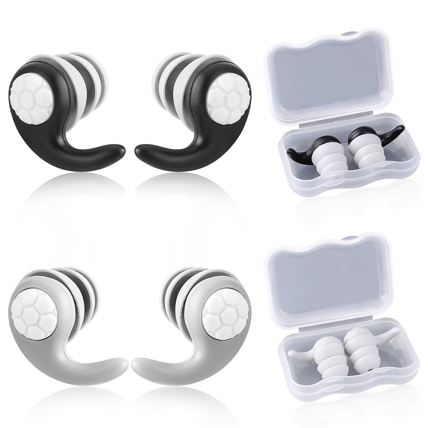 simarro 2 Pairs Swimming Ear Plugs, Waterproof Soft Silicone Reusable Sound-isolating Noise-cancelling Earplugs for Swimming Surfing Diving Showering Quiet Studying