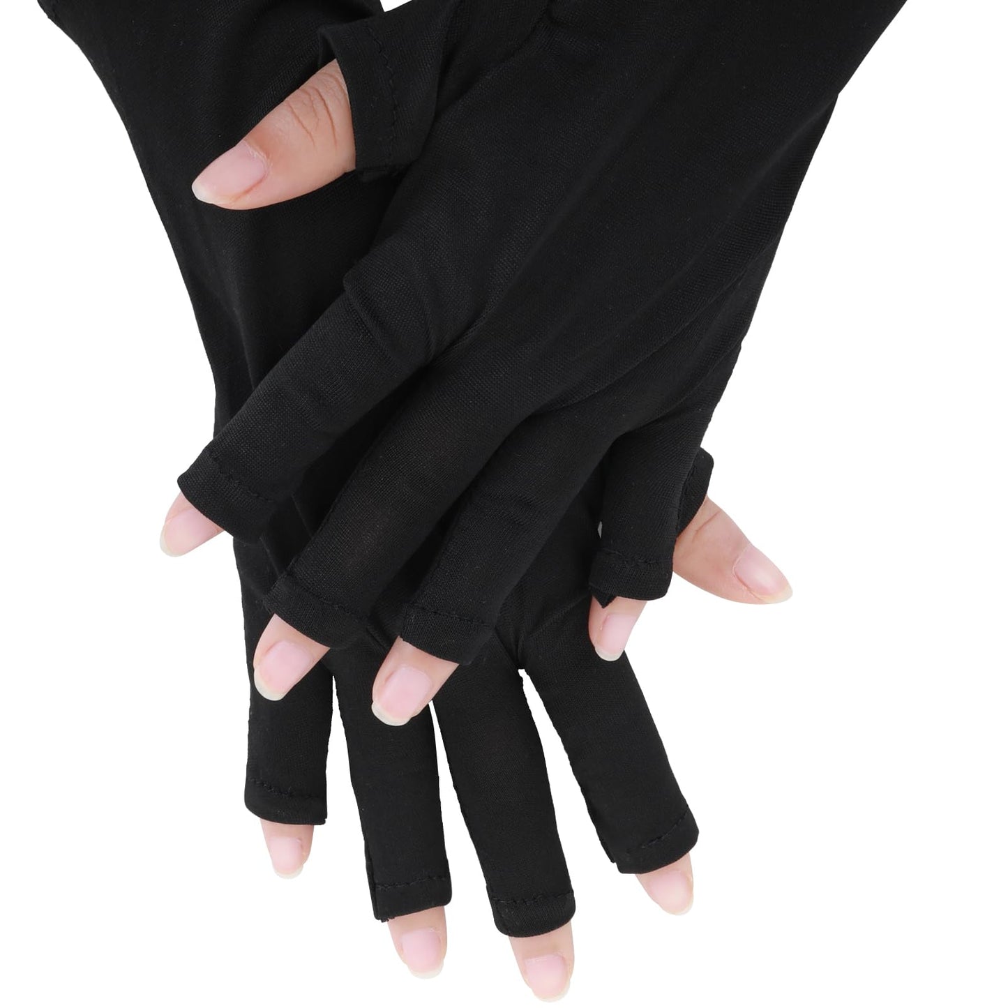 simarro Anti-UV Gloves for Gel Nail Lamp, Professional UPF50+ UV Protection Gloves for Manicures UV Sun Protection Fingerless Gloves Protect Hands from UV for Light(Black Fingerless)