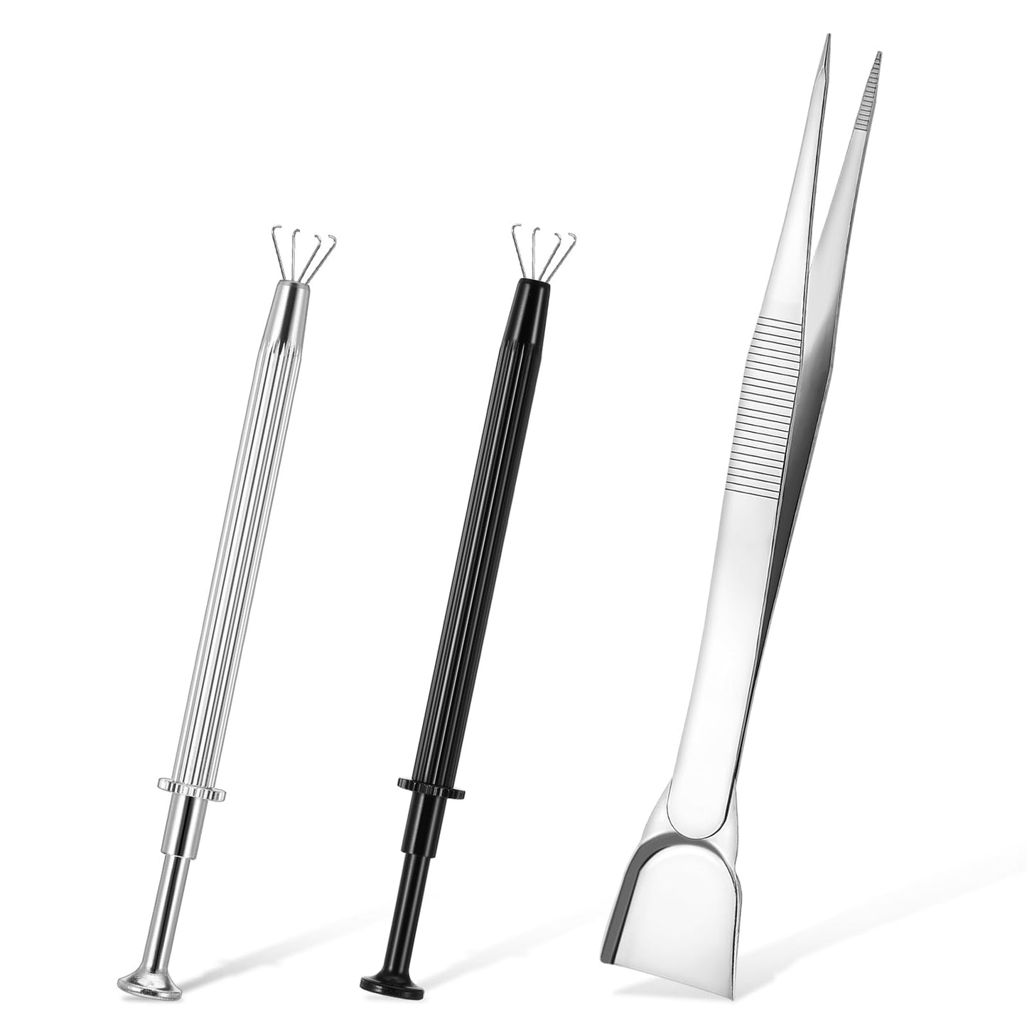 Giantre 3Pcs Grabber Tool Holder, Jeweler's Pick Up Sprinkle Pen Piercing Ball with Prongs Diamond Claw Jewelry Tweezers 4 Claw Precision Stainless Steel For Tiny Objects IC Chip Electronic Components