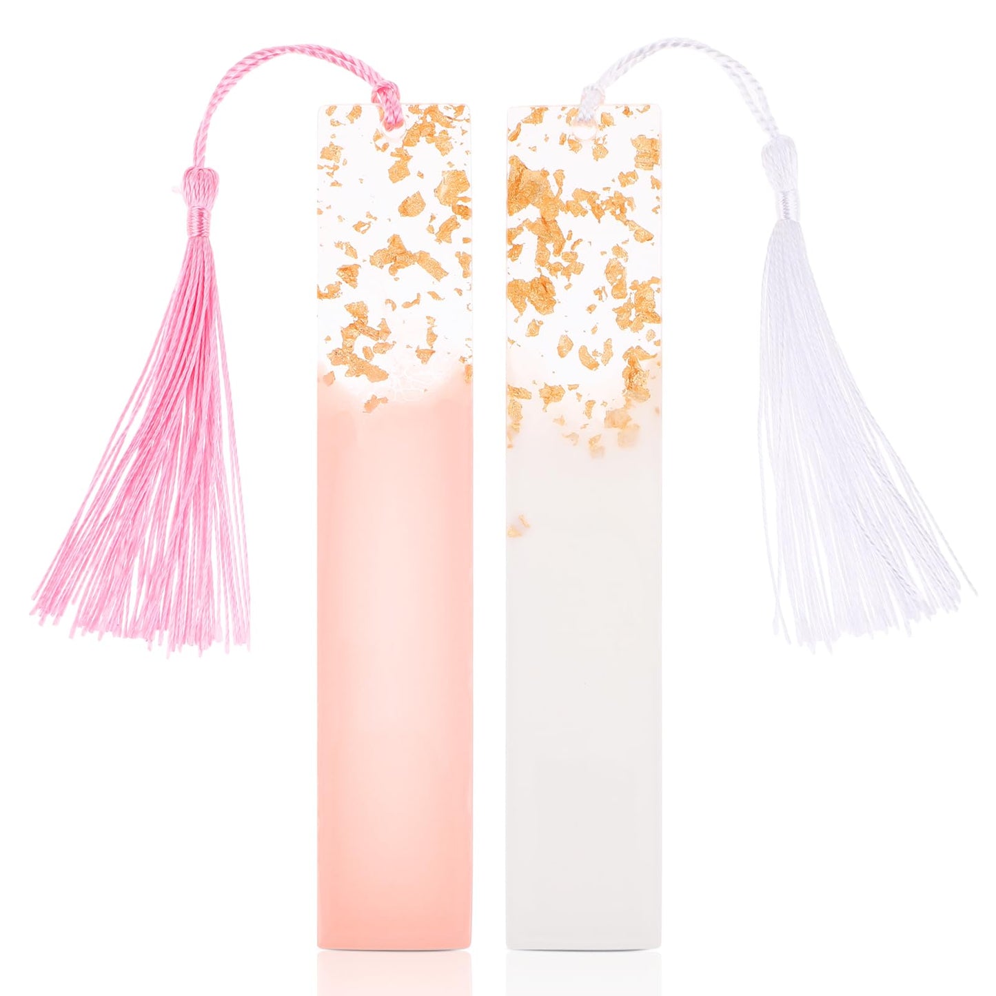 TIESOME 2 PCS Dried Flower Resin Bookmarks Transparent Flower Bookmarks Women's Cute Bookmarks Flower Page Markers with Colorful Tassel Women Girls Adults Children Christmas Gifts