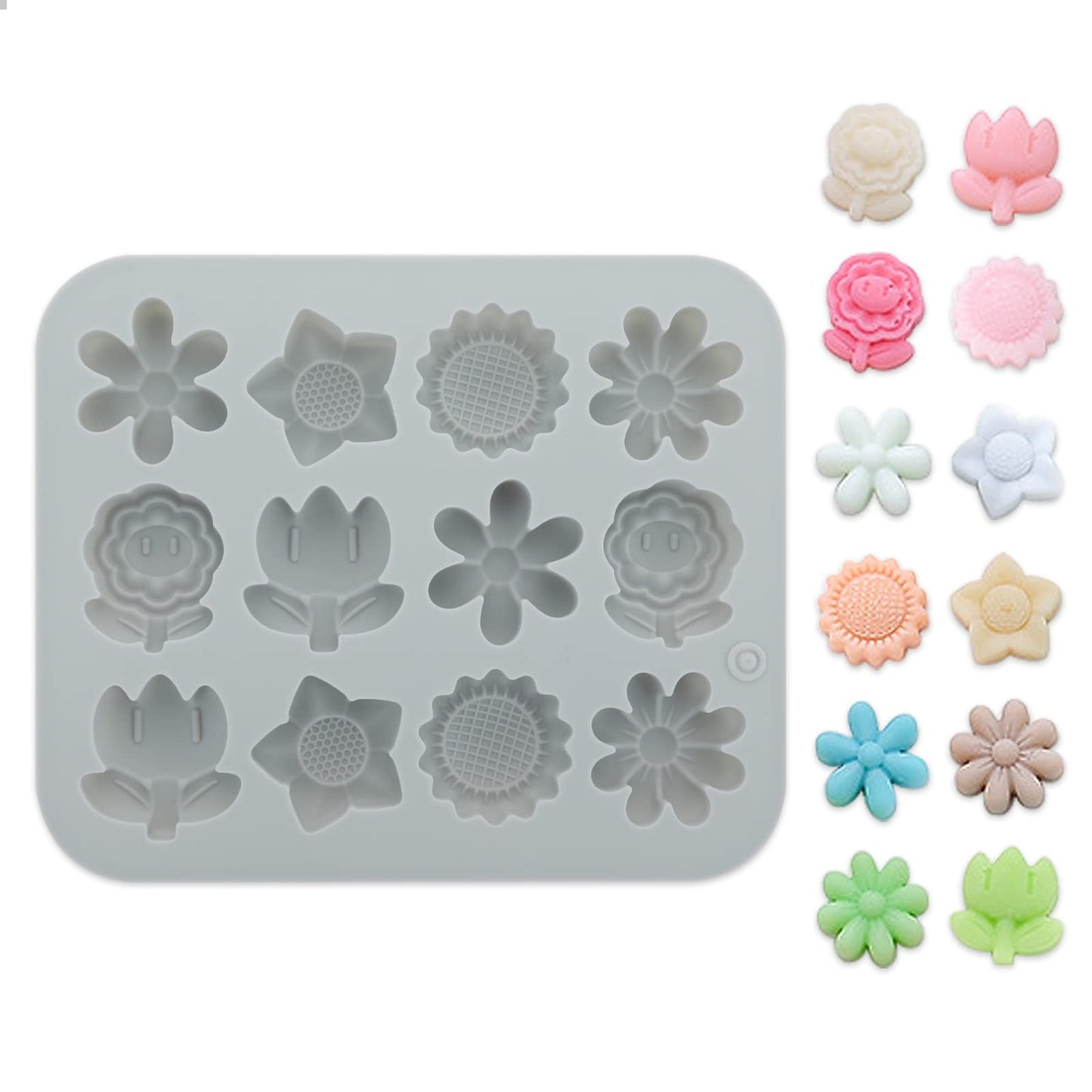 cobee Flower Polymer Clay Molds, Leaves Fondant Silicone Molds Floral Silicone Mold for Chocolate Cake Decoration Candy Ice Cube Soap Wax Making DIY Craft Clay Extruder Tool(Grey)