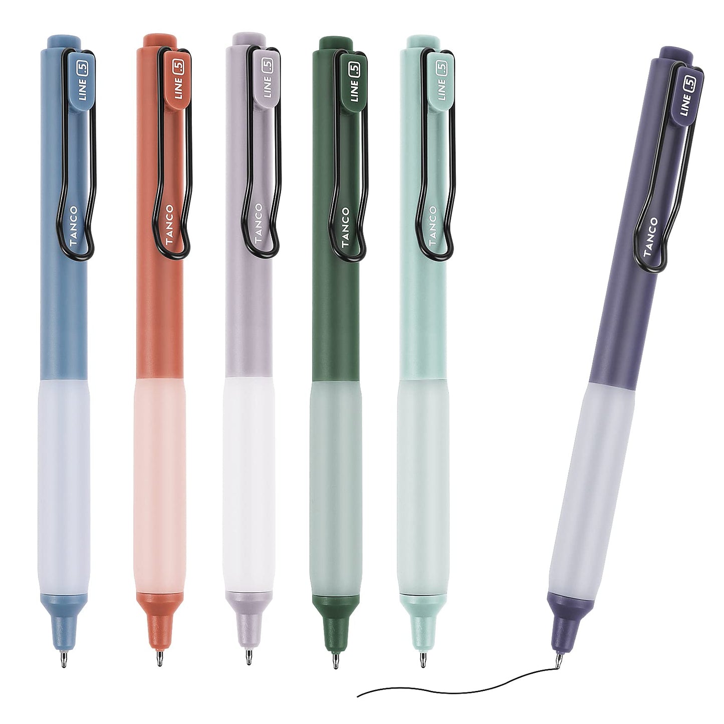 cobee Retractable Gel Ink Pens, 0.5mm 6 Pieces Double Rollerball Gel Pen Fine Point Pen Quick Drying Cute Pen Black Ink Smooth Writing Pens with Comfortable Grip for School Office Gift Supplies(A+B)