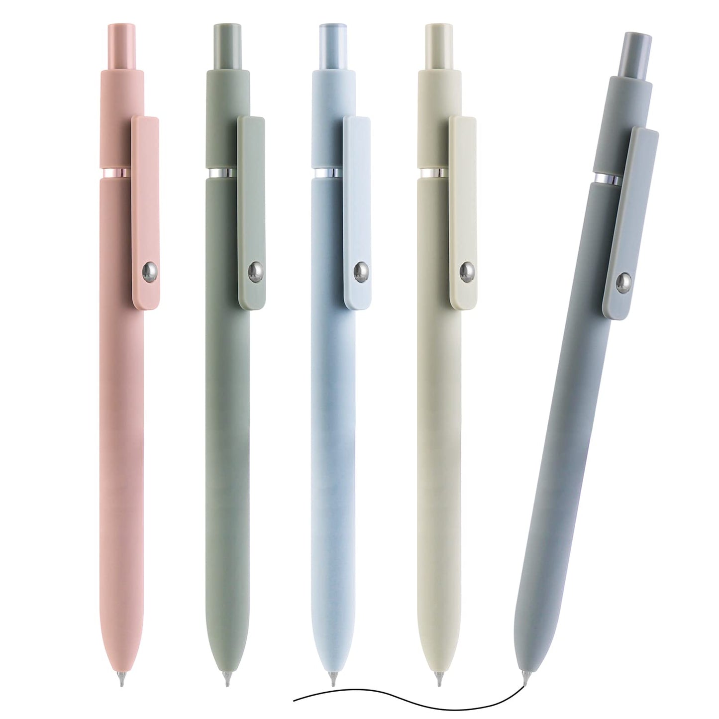 cobee Aesthetic Ballpoint Pens, 0.5mm Retractable Gel Ink Pens Cute Ball Point Pen Black Ink Smooth Writing Pens Pastel Roller Ball Pens for School Office Gift Supplies 5 PCS (Morandi)