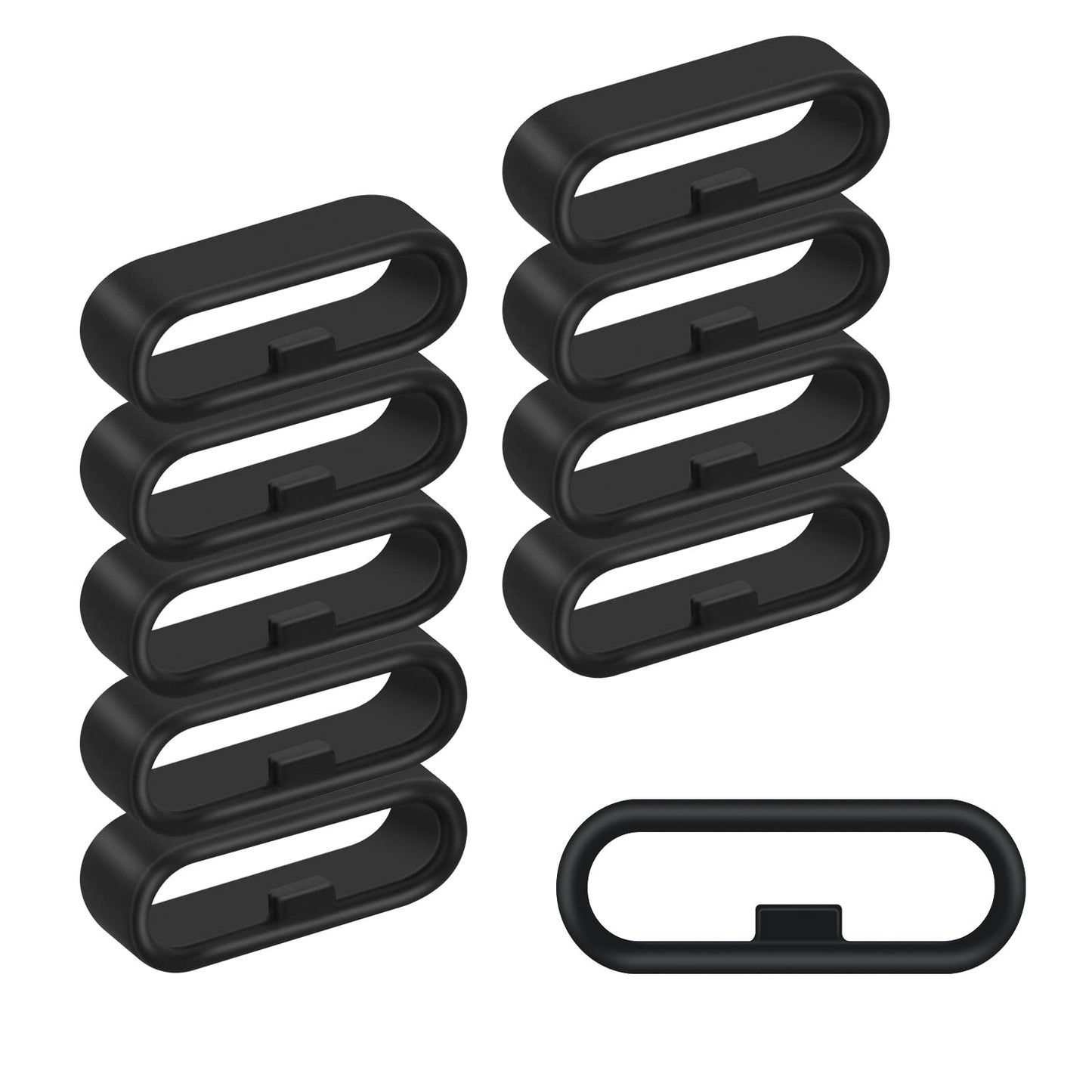 cobee Silicone Watch Strap Loops, 10 Pcs Watch Strap Fastener Rings Replacement Watch Strap Band Keeper Loop Security Holder Retainer Ring Universal Fit Watchband Loops (Black, 20mm)