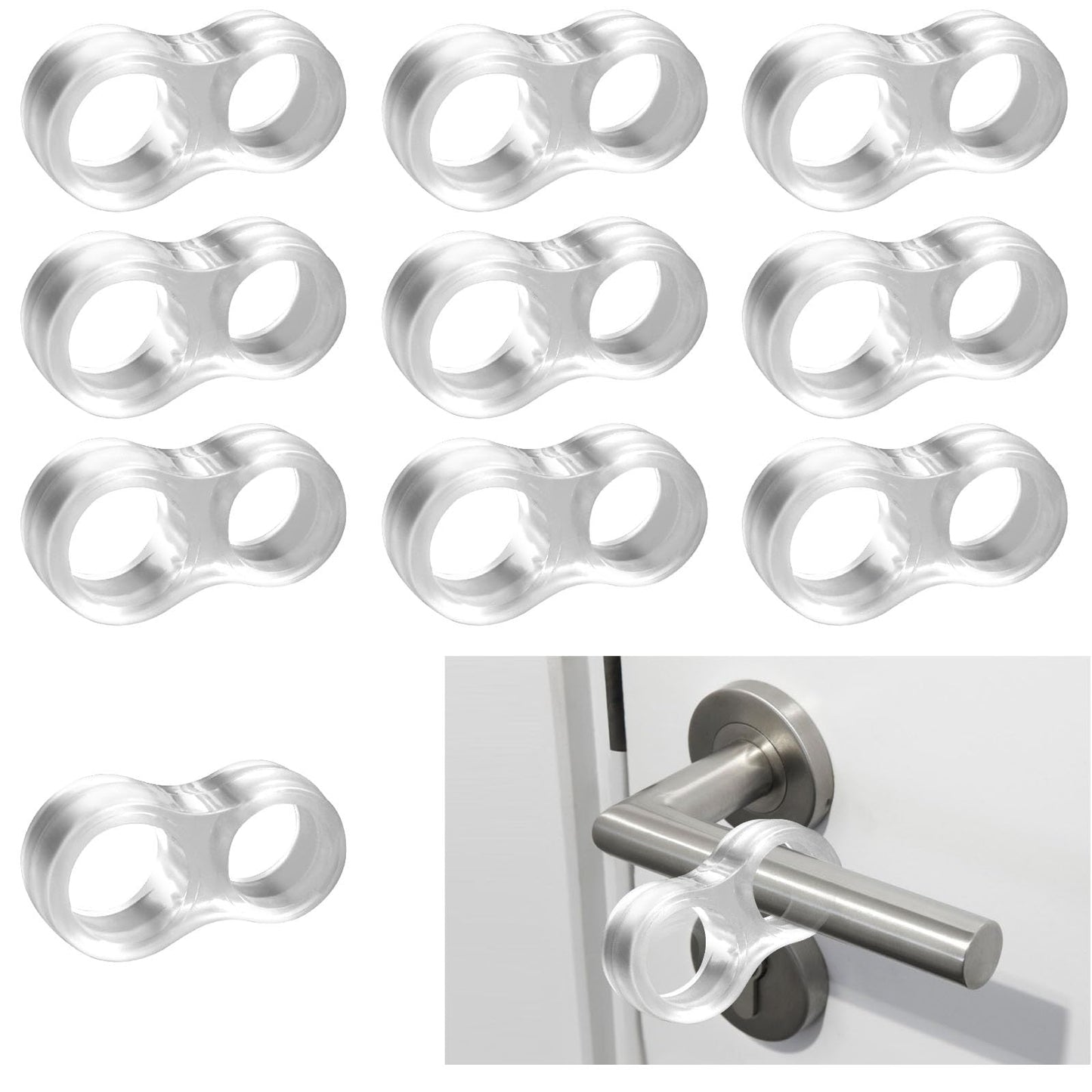 Giantree 10Pcs Door Stop Handle, Door Stop Lever Buffer Door Handle Stopper Anti-Collision Ring Door Handle Protection Cover Protection Door Stop Wall for Office School Home (Transparent)