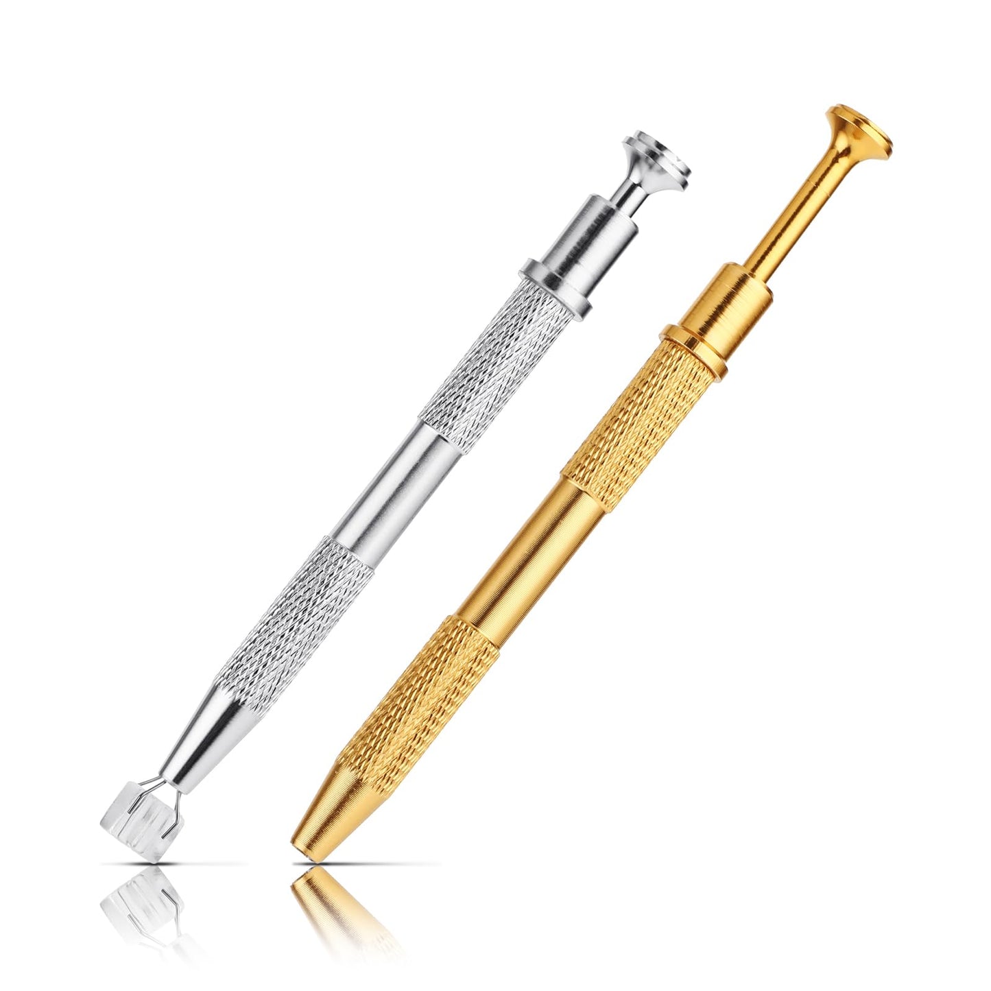Bewudy 2Pcs Piercing Ball Grabber Tool, Stainless Steel Jeweler's Pick Up Tool, 4 Prongs Holder Diamond Claw Grabber Pick Up Tool, Tweezers Grabber for Tiny Objects IC Chip Electronic Components