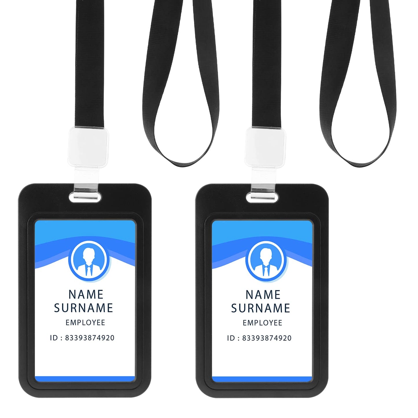 Bewudy 2 Sets ID Badge Holders with Breakaway Lanyards, Detachable Badge Lanyards Fashionable Neck Crossbody Lanyard Name Credit Card Protector Office Supplies (Vertical)