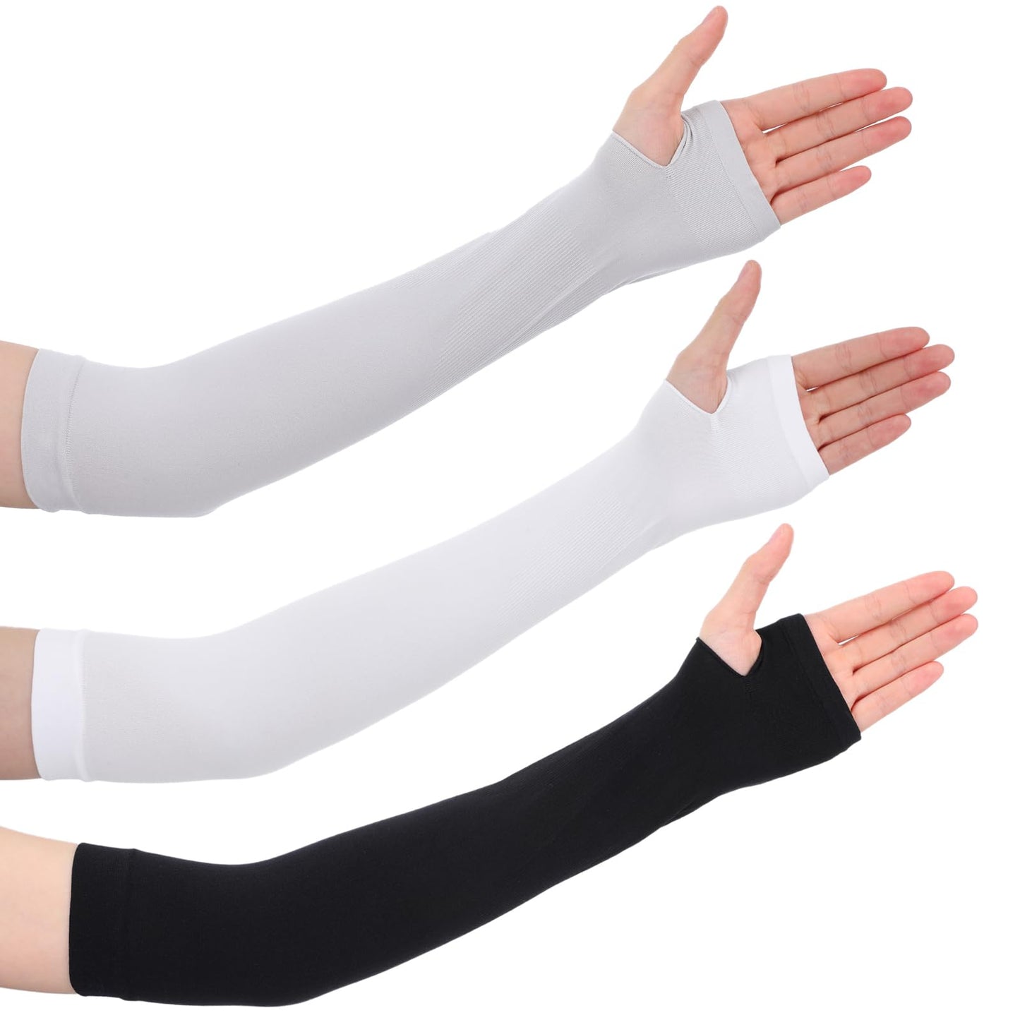 XLIUAX 3 Pairs Arm Sleeves for Women Men, Comfy Arm Sleeves with Thumb Hole, UV Protection Cooling Arms Sleeve Compression Sleeve for Sunscreen Sports Workouts Cycling Driving Farmers Gardening