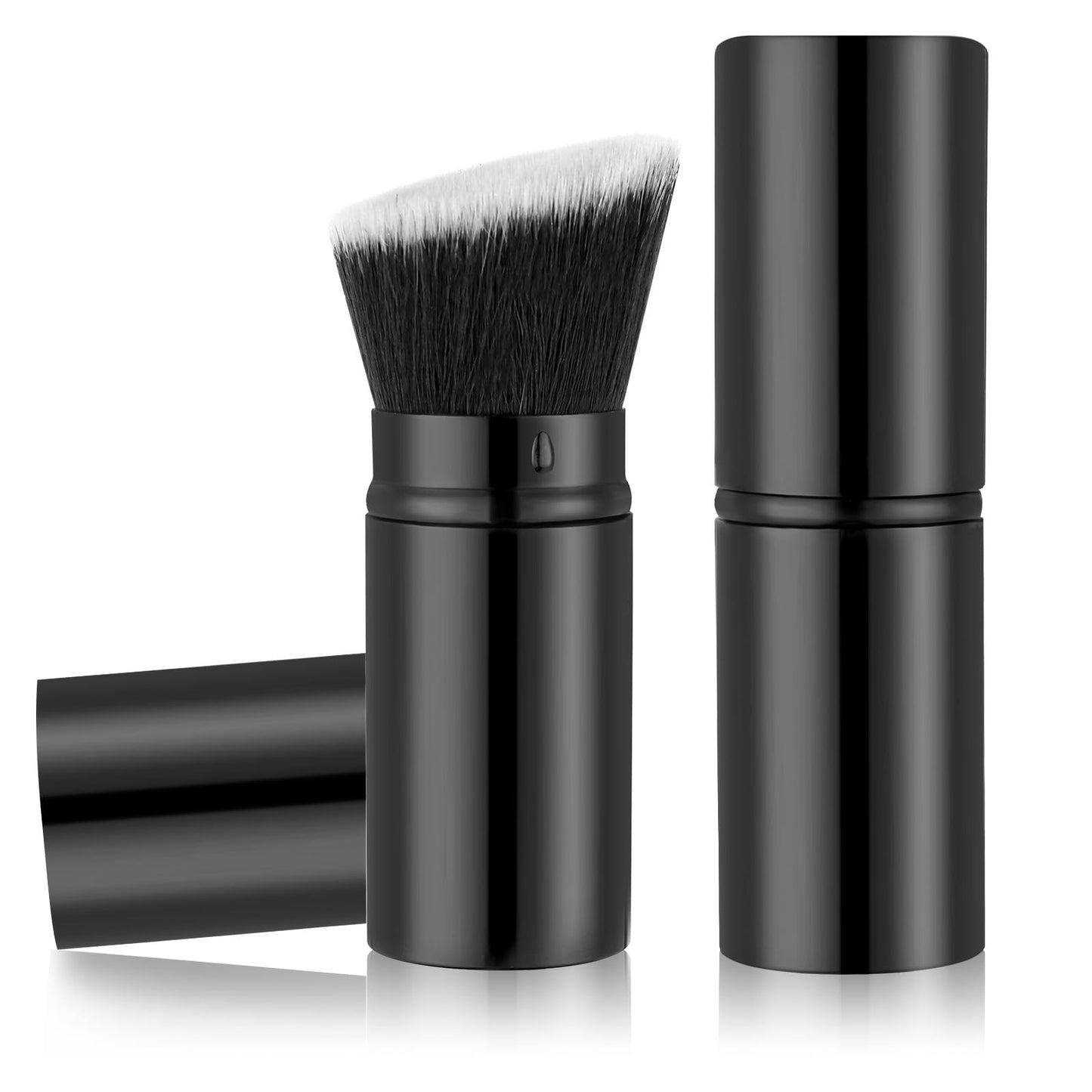 JIEYAO Retractable Kabuki Makeup Brush, Angled Travel Foundation Brush, Portable Powder Blush Brush Extensible Face Blender Brush Mini Flawless Brush for Liquid Cream Powder Face Makeup