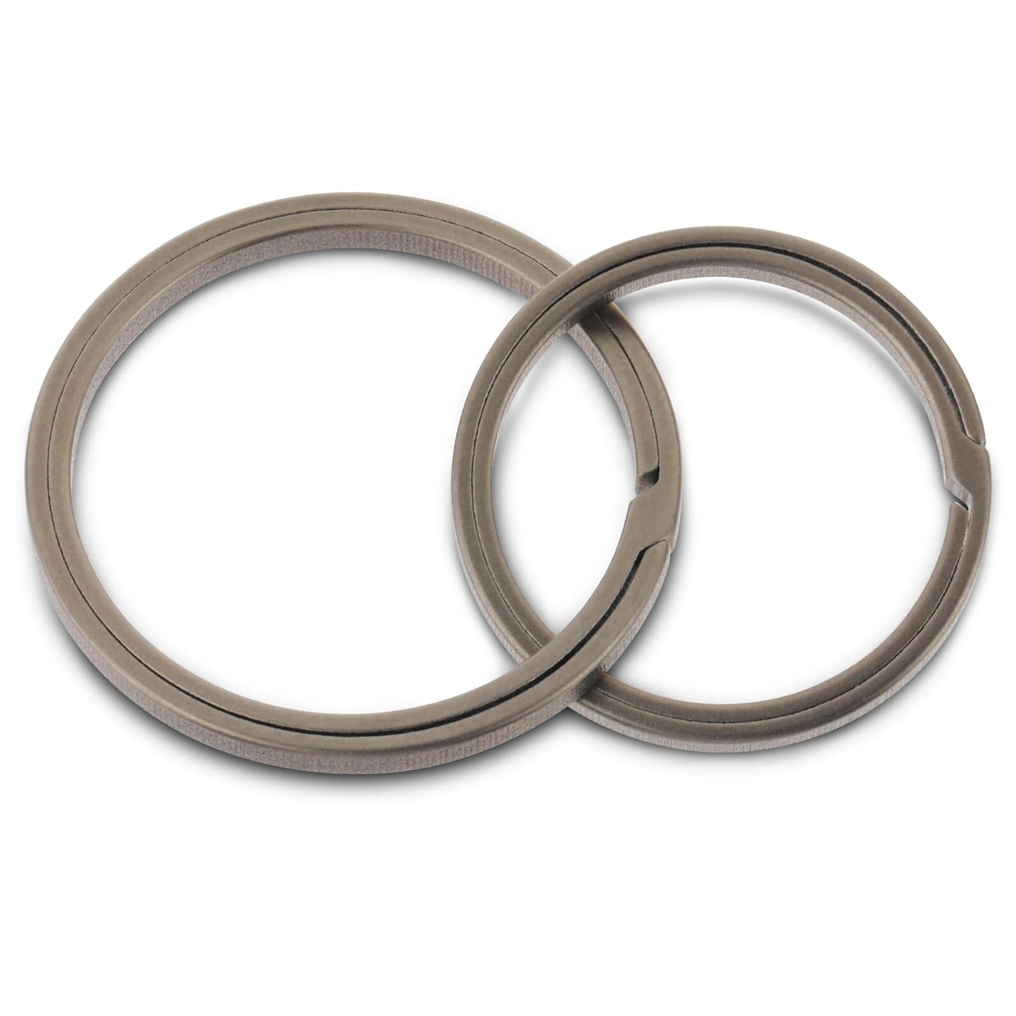 cobee Titanium Alloy Keyrings, 2 Pcs Side Pushing Titanium Flat Key Rings Heavy Duty Split Keychain for Carabiner Clip Car Key(25mm+30mm)