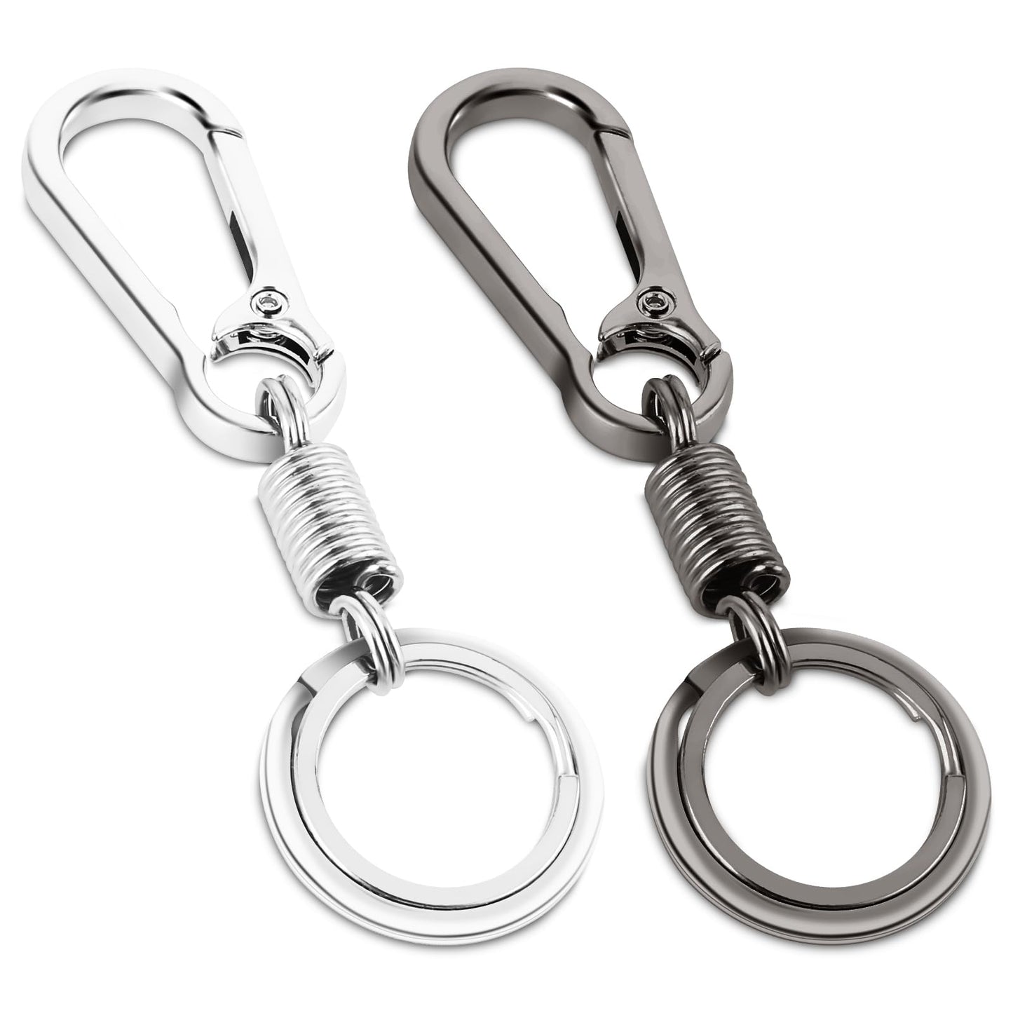 Amaxiu Spring Keychain Clip Key Ring, 2PCS Metal Keychain Carabiner Clip Keyring Keychain with 2 Key Rings Retractable Key Ring Chain Holder Keychain Hook Organizer for Backpack Luggage Men Women