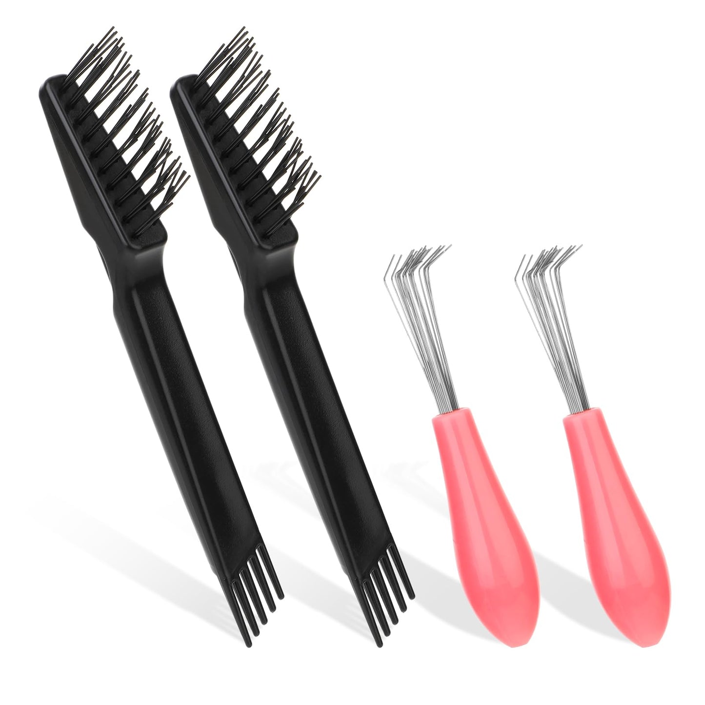 Giantree 4 Pcs Hair Brush Cleaning Tool, Comb Cleaner Brush Remove Hair Brush Cleaner Rake Mini Hair Brush Remover for Removing Hair Dust Home and Salon Use (Plastic Handle Rake)(4pcs)
