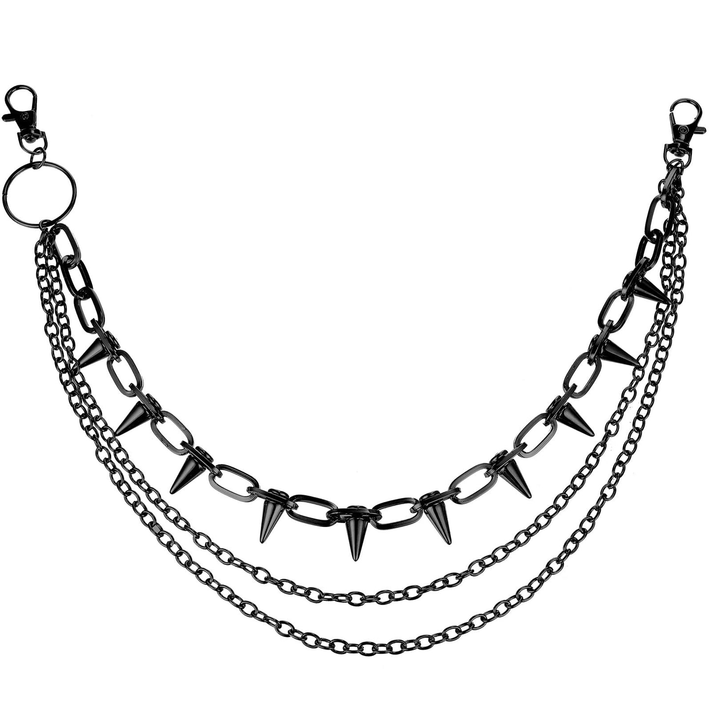 Yuanchu Trouser Chains, Hip-pop Metal Trousers Chain Triple Layer Punk Trouser Chain with Rivets Gothic Jeans Chain Fashion Biker Chain Men's Belt Chain Bag Chain Punk Accessories for Women Men, one