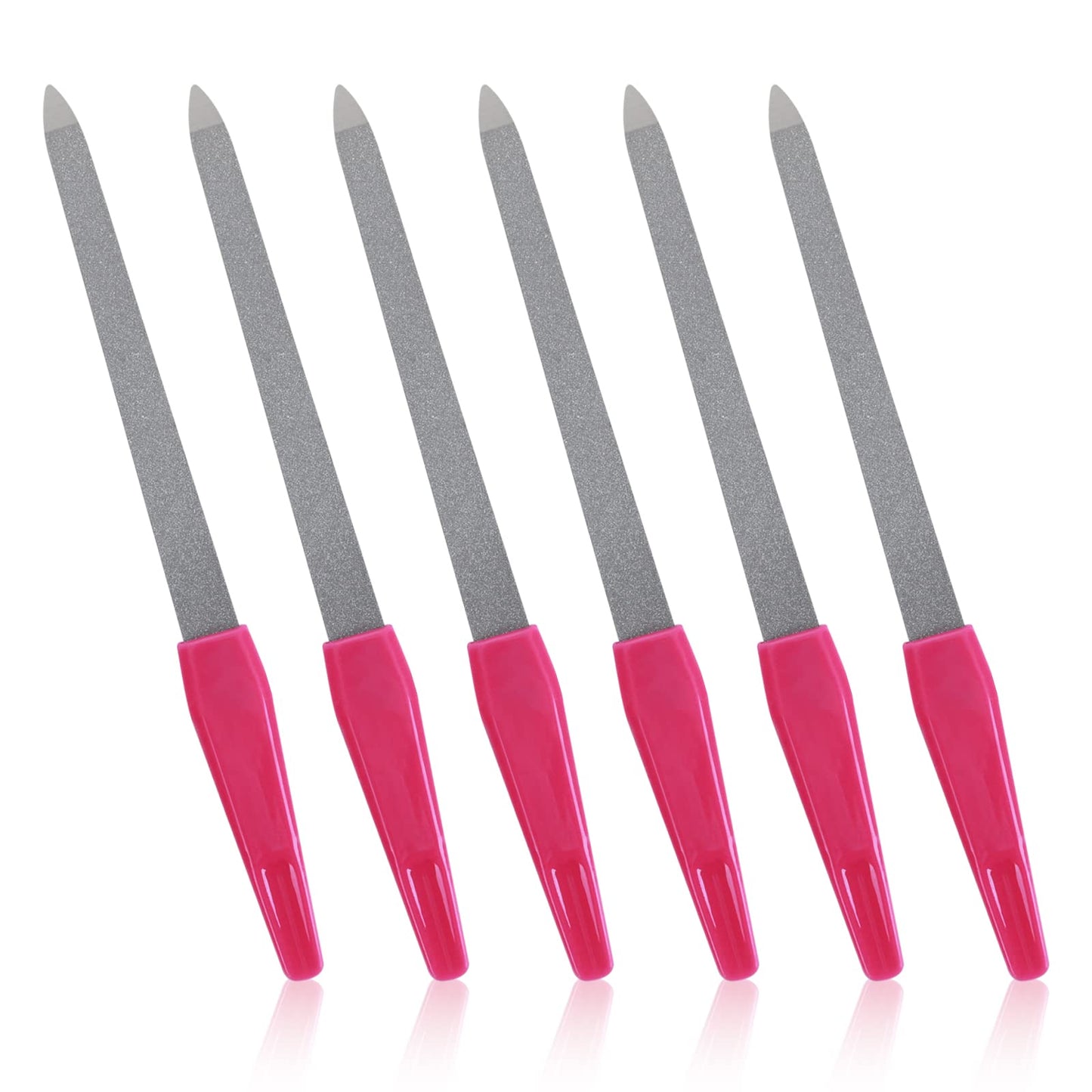 TIESOME Stainless Steel Metal Nail Files, 6Pcs Sword Nail File Set, Non-Slip Handle, Double Sided Sapphire File for Manicure Pedicure, Women and Men