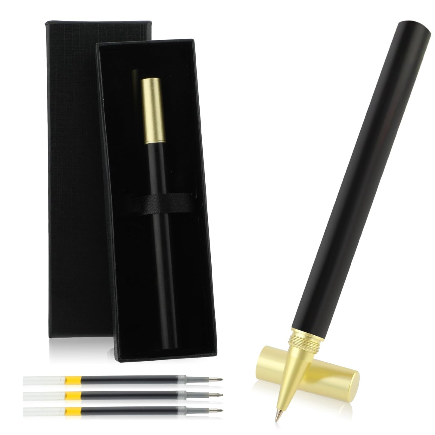 cobee Vintage Wooden Ballpoint Pens, Handcrafted Wood Rollerball Pen with 2 0.5mm Black Ink Refills and Gift Box Luxury Fine Point Sign Pen for Journaling Business Office Gift(A)