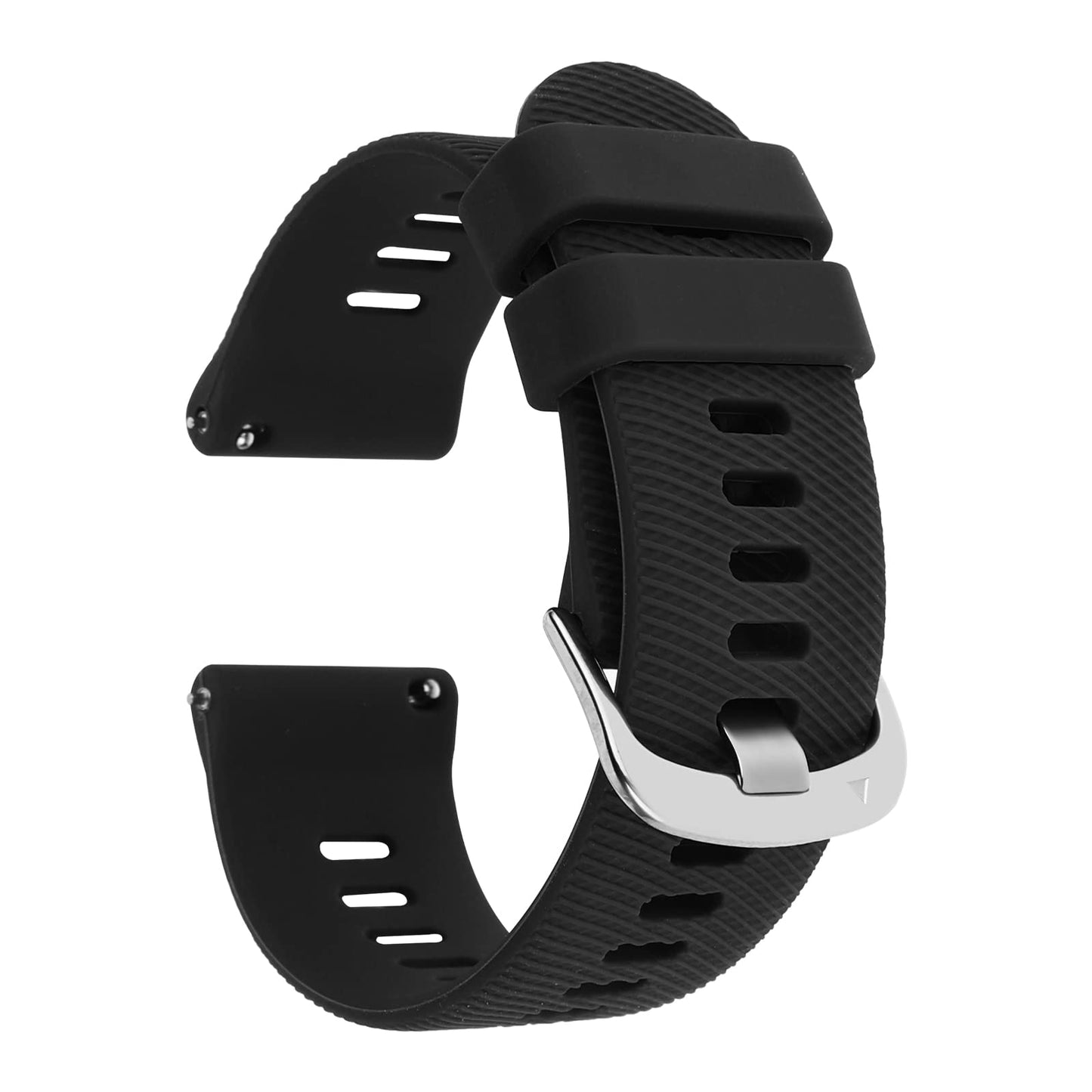 TIESOME Silicone Rubber Watch Bands, Silver Stainless Steel Buckle, Quick Release, 18mm 20mm 22mm Smartwatches Bands for Men and Women Waterproof Sport Watchbands (20mm, Black)