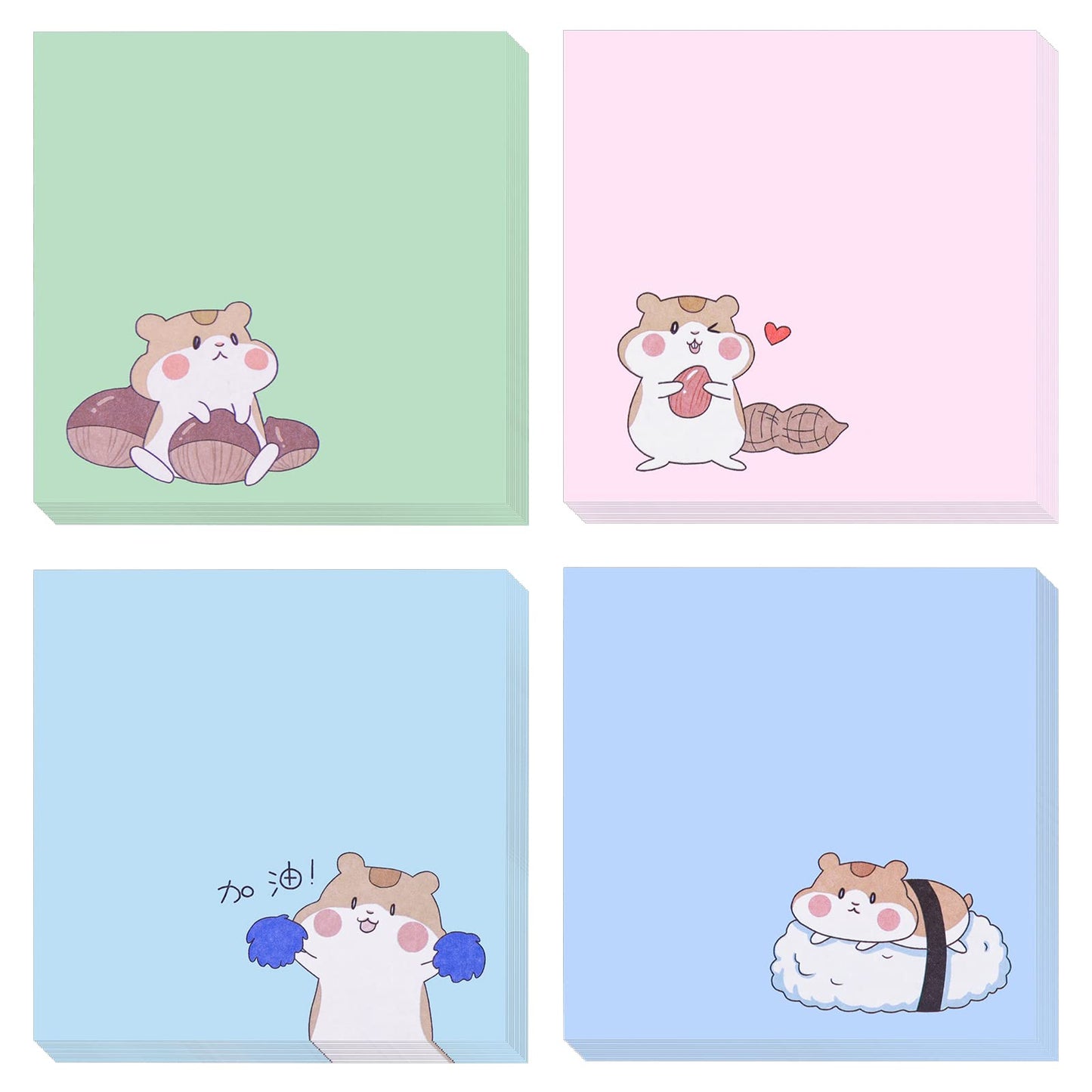 TIESOME Cute Sticky Notes, 4 Pack Cartoon Sticky Notes Animals Shape Self-Stick Memo Pads for Students Home Office Tab Supplies 320 Sheets(Cute Hamster)