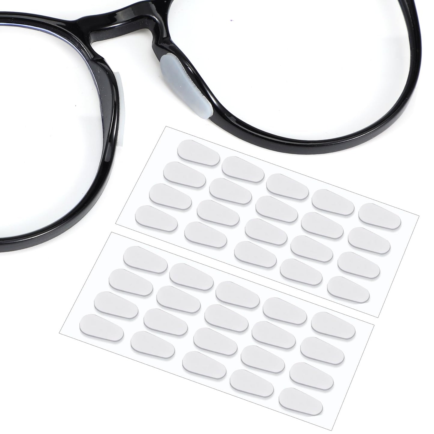 Yuanchu 20 Pairs Silicone Nose Pads, Self-Adhesive Non-Slip Nose Pads for Glasses, Transparent Glasses Pad with Adhesive Back, 1 mm Soft Nose Grips for Glasses and Sunglasses (Transparent)