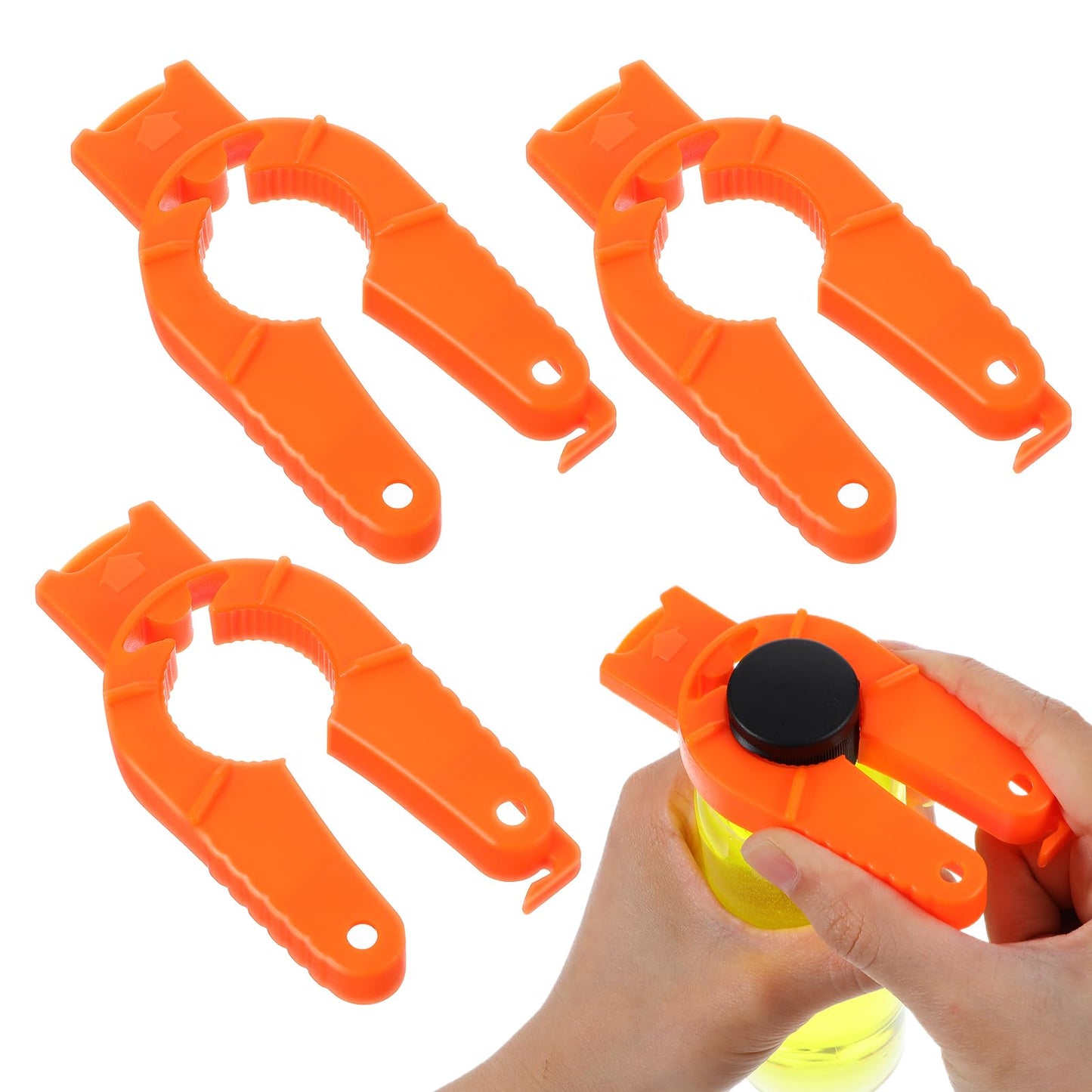 Yuanchu Pack of 4 Multifunctional Bottle Opener, 3-in-1 Plastic Lid Opener, Screw Cap Opener, Funny Plastic Bottle Opener for Seniors, Hand Weakness, Arthritis