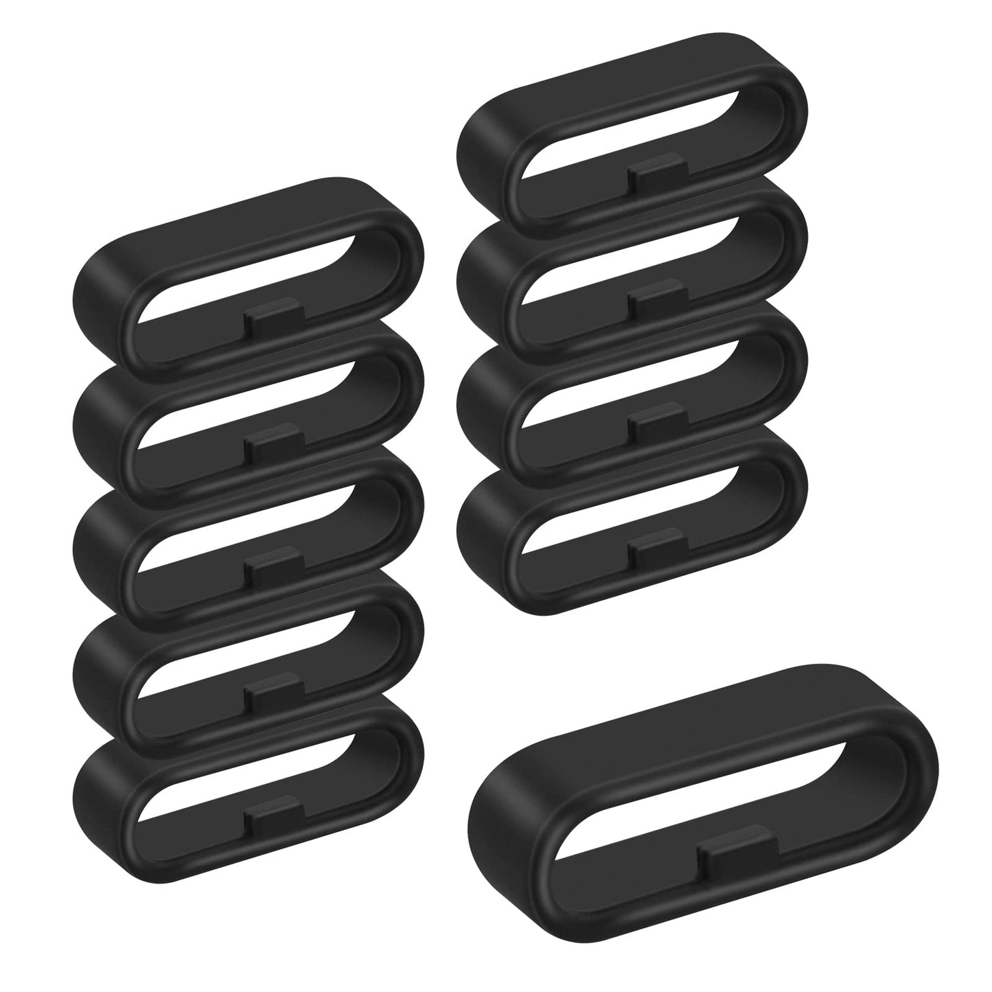 cobee Silicone Watch Strap Loops, 10 Pcs Watch Strap Fastener Rings Replacement Watch Strap Band Keeper Loop Security Holder Retainer Ring Universal Fit Watchband Loops(Black, 18mm)