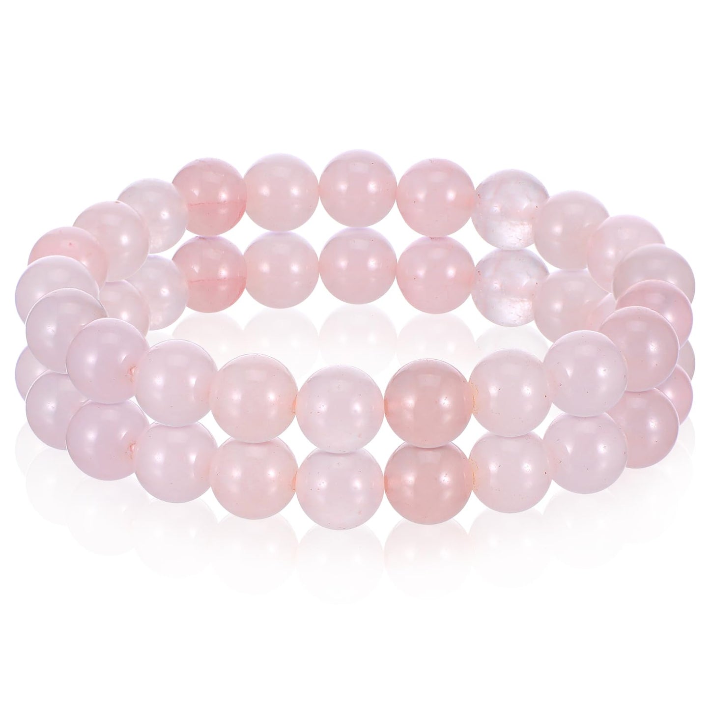Yuanchu Pearl Bracelet Best Friend Gifts, Pack of 2 Packaging with Greeting Cards Crystal Bangle 8 mm Pink Natural Stone Beads Birthday Courage Anniversary Chakra Yoga Decoration Bracelets, Flexibel,