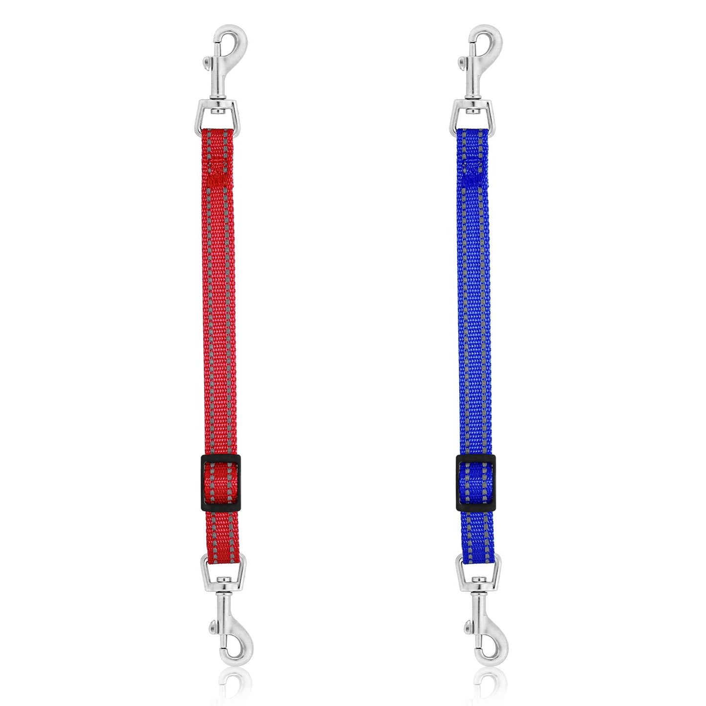 Cobee Dog Collar Clips, 2 Pcs Reflective Nylon Puppy Collar, Backup Collar, Safety Adjustable Pet Dog Collar Harness Connector, Double Ended Backup Clasp Clip for Dog Puppies (Red, Blue)
