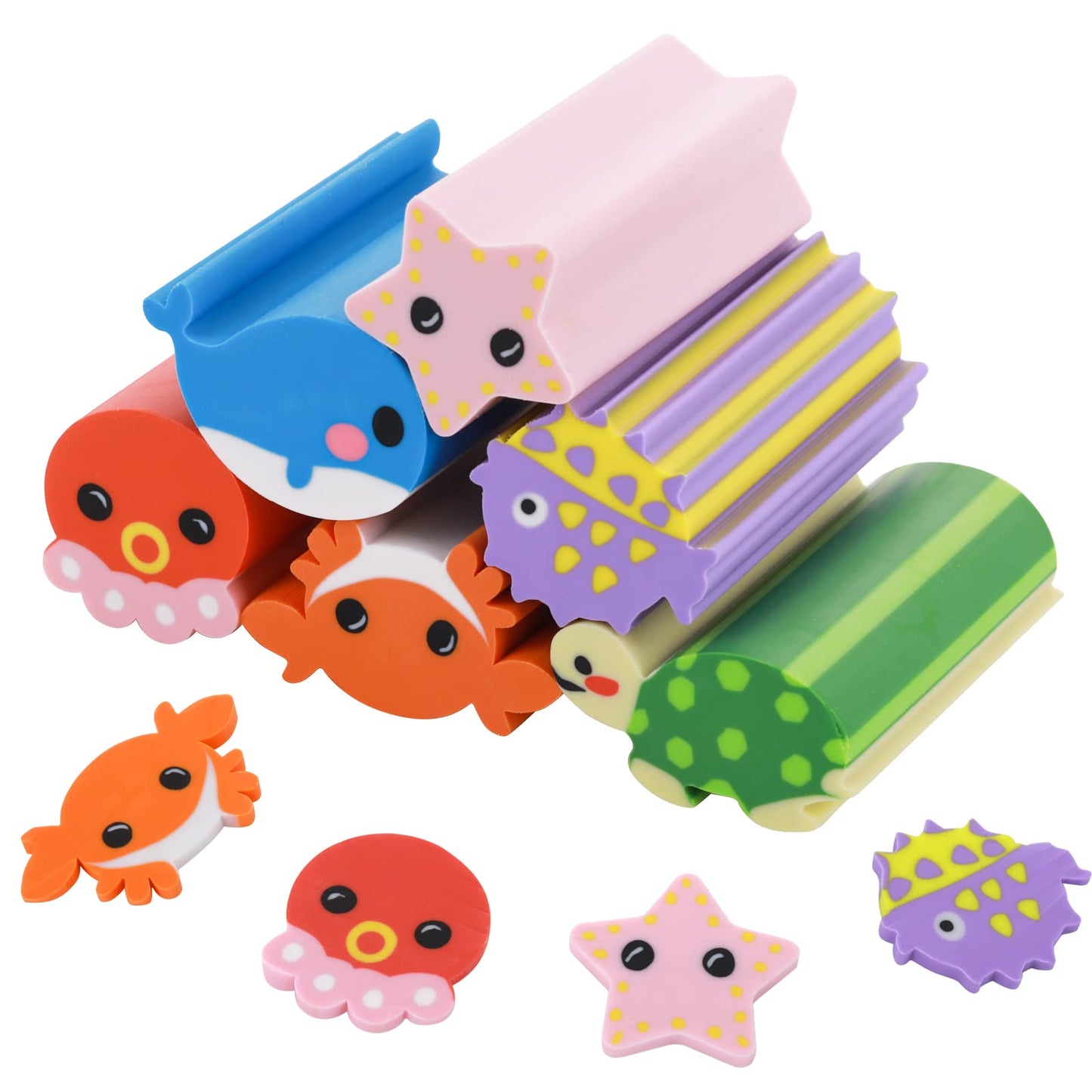 TIESOME Cute Erasers for Kids,6 Pack Animal Erasers Food Erasers Fun Cute Erasers Desk Pets Pencil Erasers for Students School Supplies Prize Gifts Party Favors (Animals)