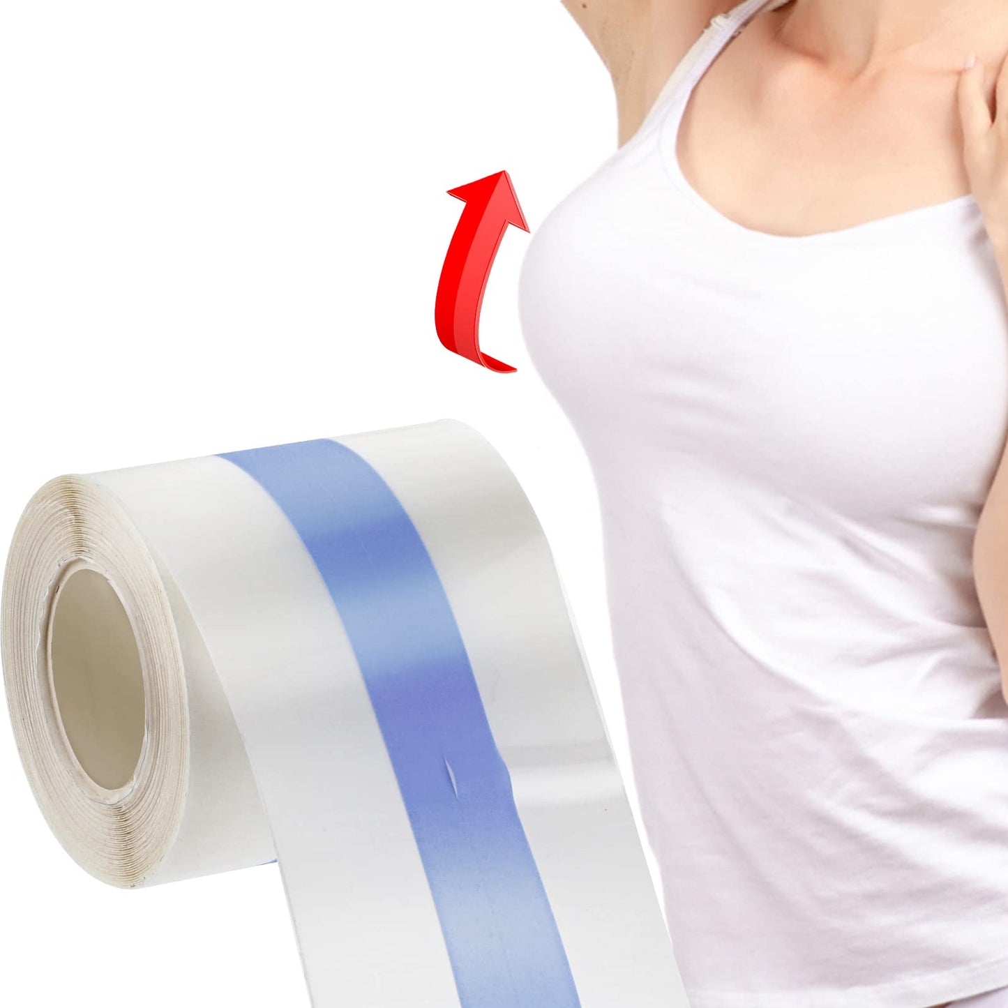 cobee Invisible Breast Lift Tape, 1 Roll Adhesive Chest Support Tape Body Tape Waterproof Clothing Tape 2 In Wide Nipple Tape