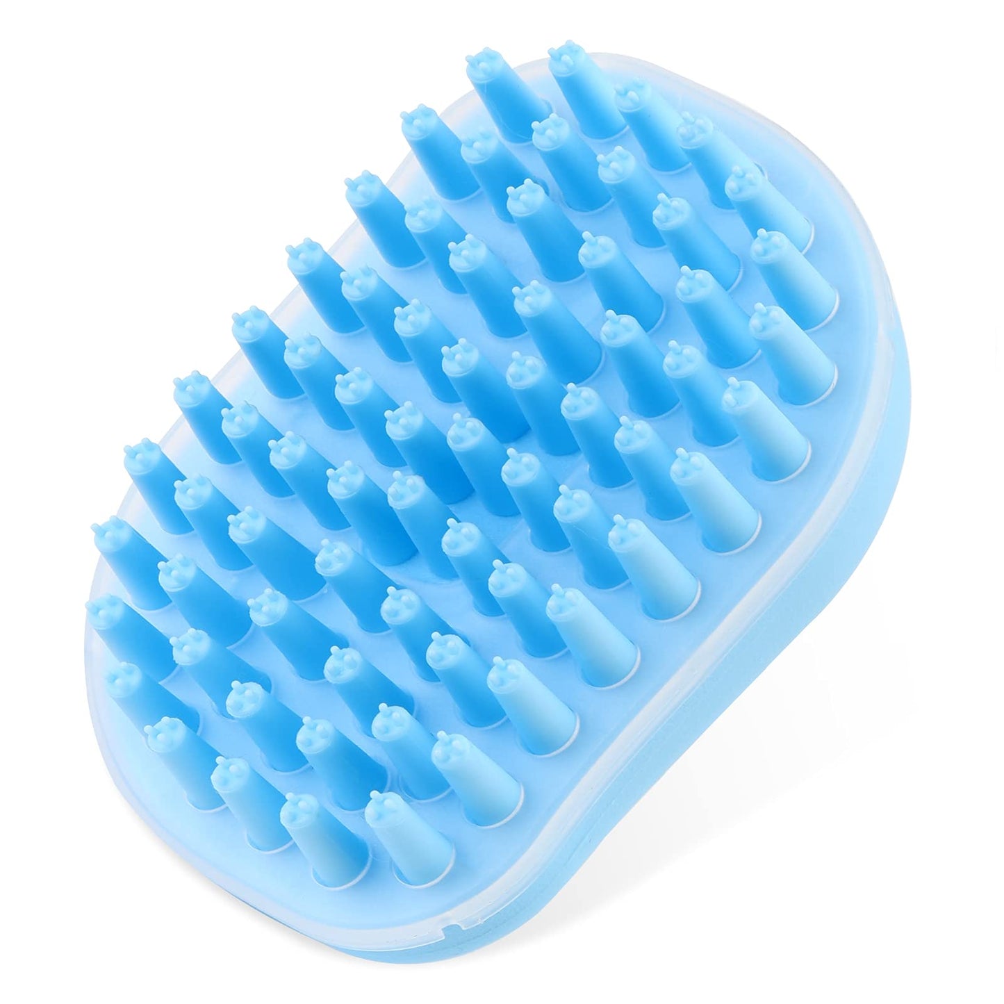 Molain Cat Dog Bath Brush, Pet Grooming Brush Comb Silicone Rubber Massage Brush Hair Fur Grooming Cleaning Brush for Puppy Dog Cat (blue)