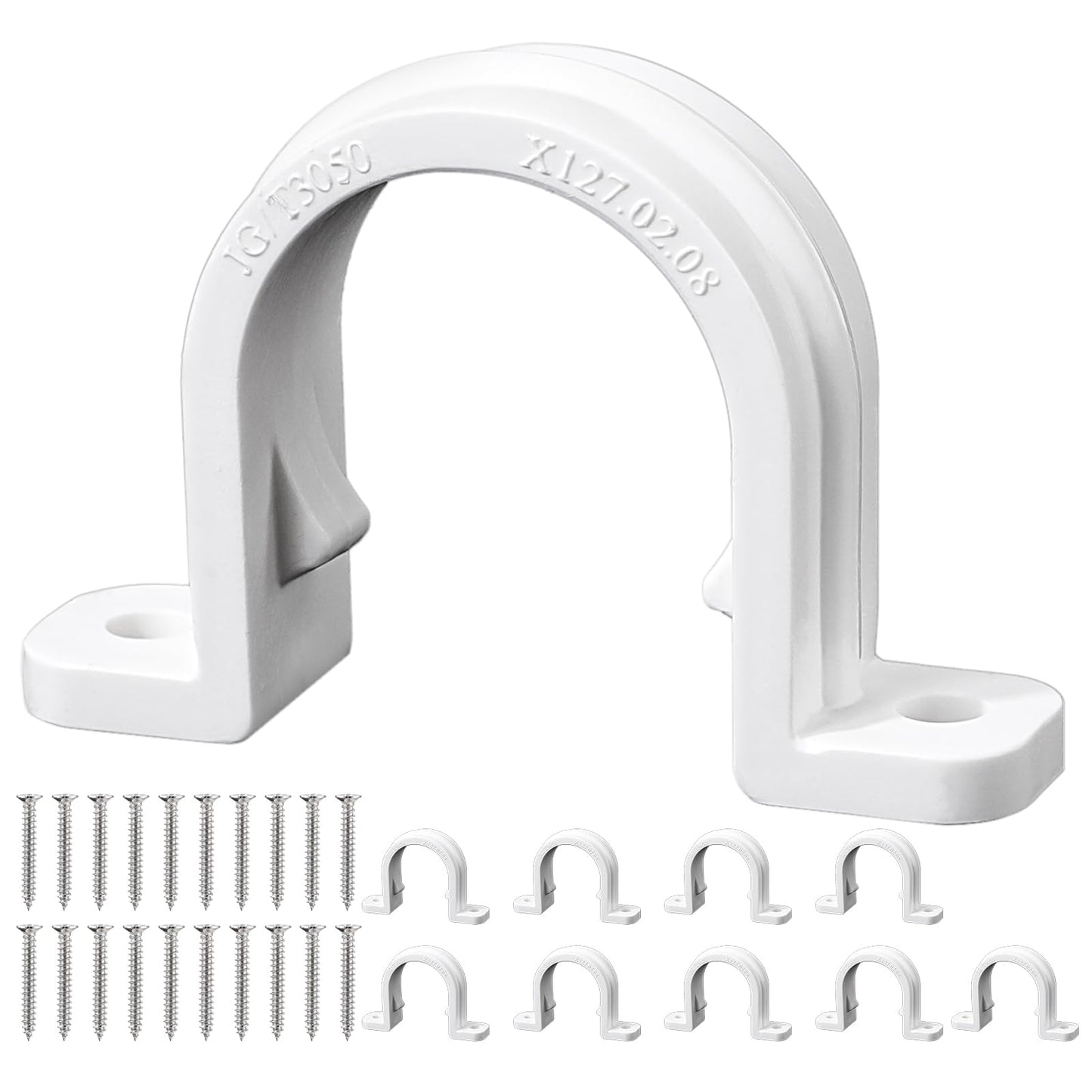 JIEYAO 10 Sets PVC Pipe Clamps, 3/4'' Plastic Pipe Straps, 2 Holes Pipe Mounting Brackets U-Shape Conduit Clamp Heavy Duty Conduit Strap Clip for PVC Pipes Conduit Cables Hose(3/4-inch)