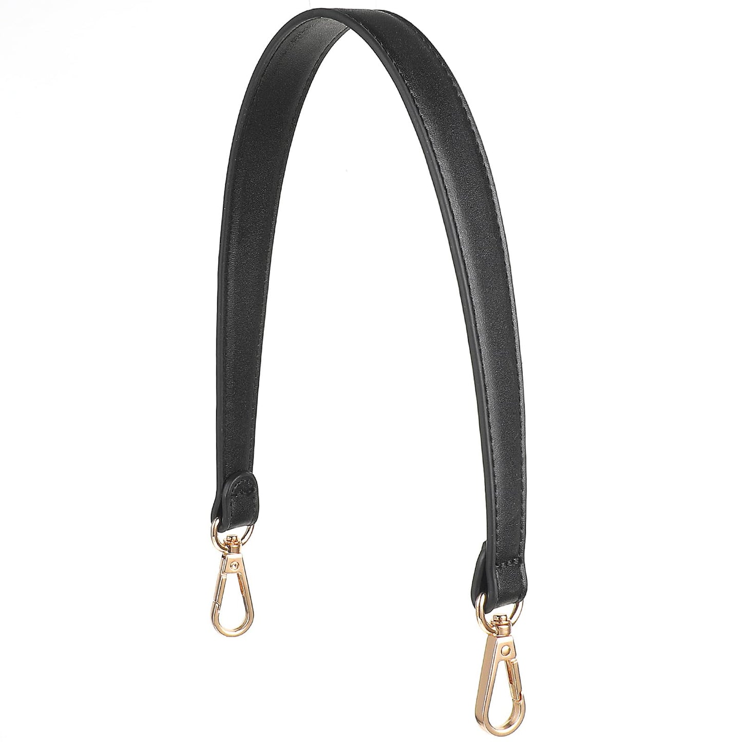 Yuanchu Black Short Handbag Handle Strap, 19 Inch PU Leather Purse Strap Black PU Leather Bag Handle Shoulder Bag Strap Replacement with Swivel Clasps for Wallet Tote Shoulder Bag