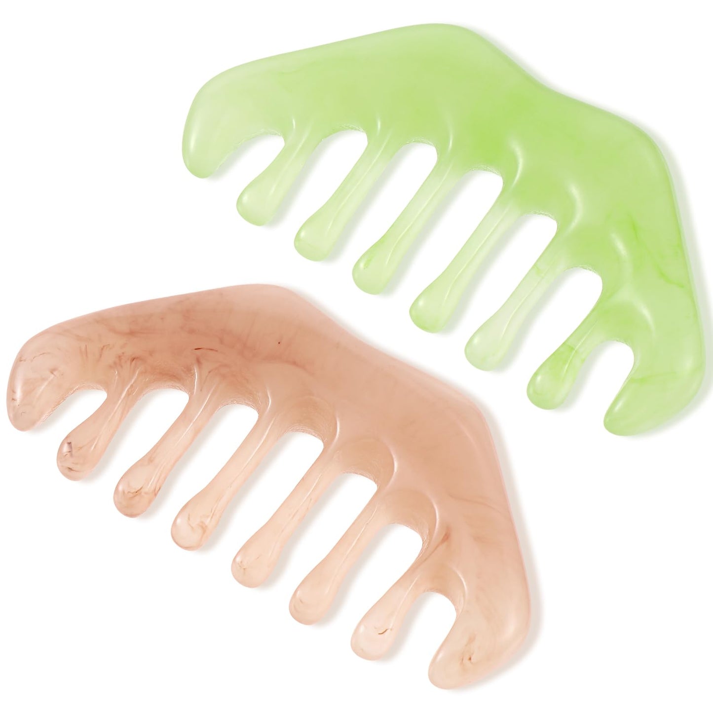 Amabro 2PCS Resin Massage Comb, Guasha Scraping Scalp Comb Multi-Functional Handheld Head Massage Tool for Hair Growth Stress Relax Women Men Acupoint Caring Relaxation