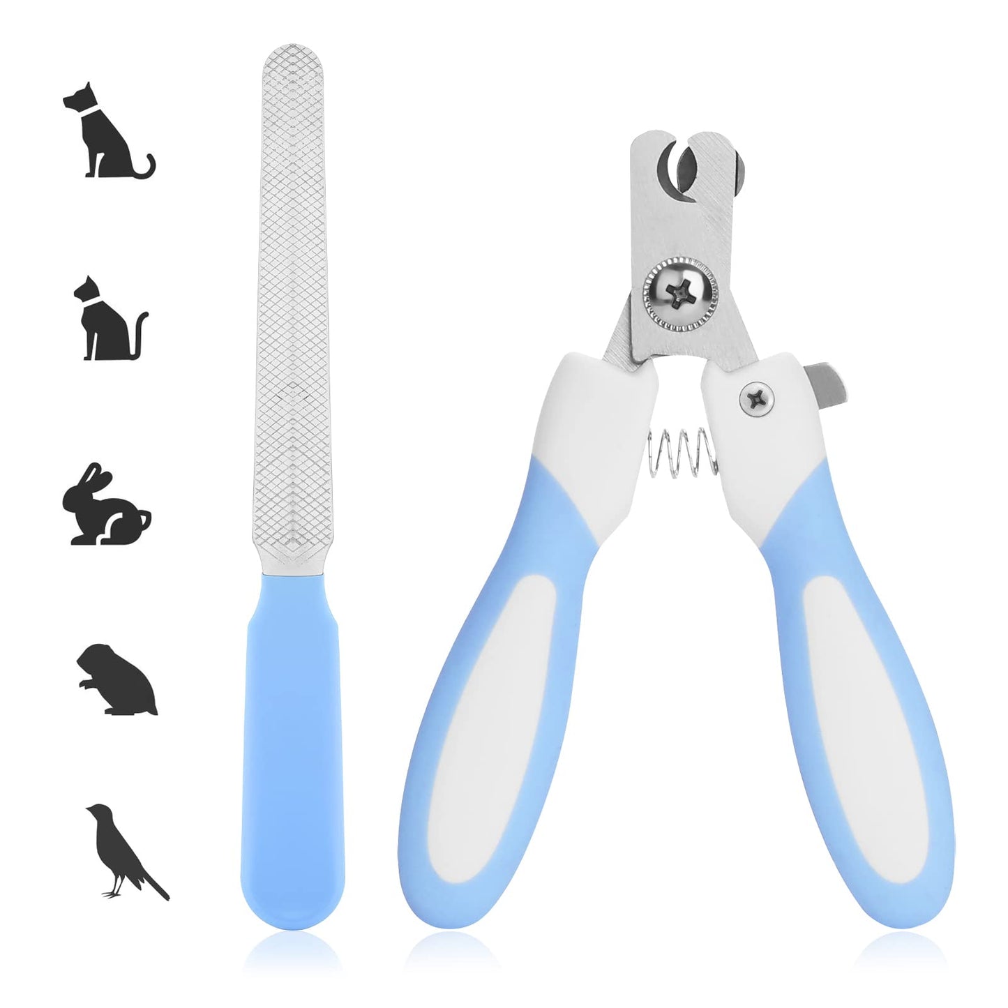 TIESOME Dog Nail Clipper with Nail File, Stainless Steel Cat Nail Clipper Claw Cutter Professional Safety Lock Pet Nail Clippers for Puppies Kitten Small Animals (blue)