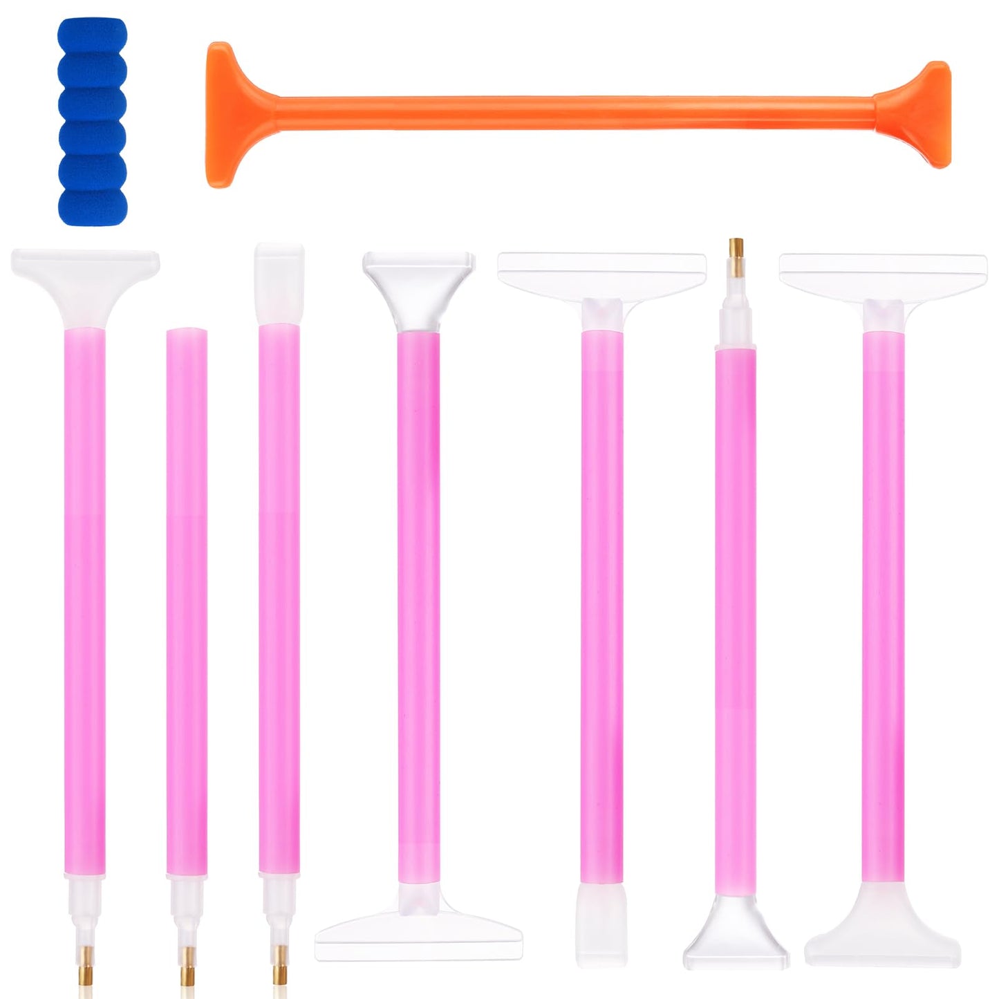 simarro 9 Pcs Diamond Art Painting Pen Set, 5D Diamond Art Painting Accessory Embroidery Pen DIY Diamond Art Painting Pen Accessories for Diamond Art Painting Crafts (Pink+Orange+Blue)