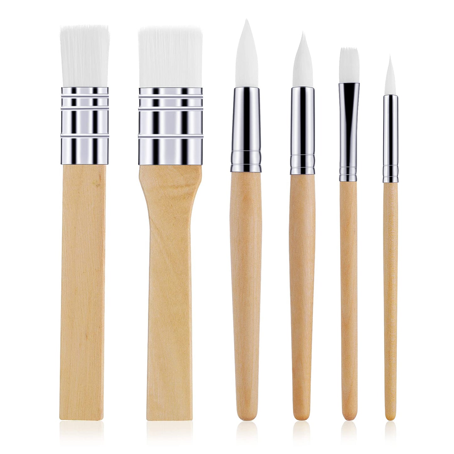 TIESOME Wooden Paint Brush Set, 6Pcs Paintbrushes for Acrylic Painting Brushes Artist Paintbrushes for Oil Watercolor Canvas Boards Rock Body Face Nail Art Crafts DIY Art Painting Supplies