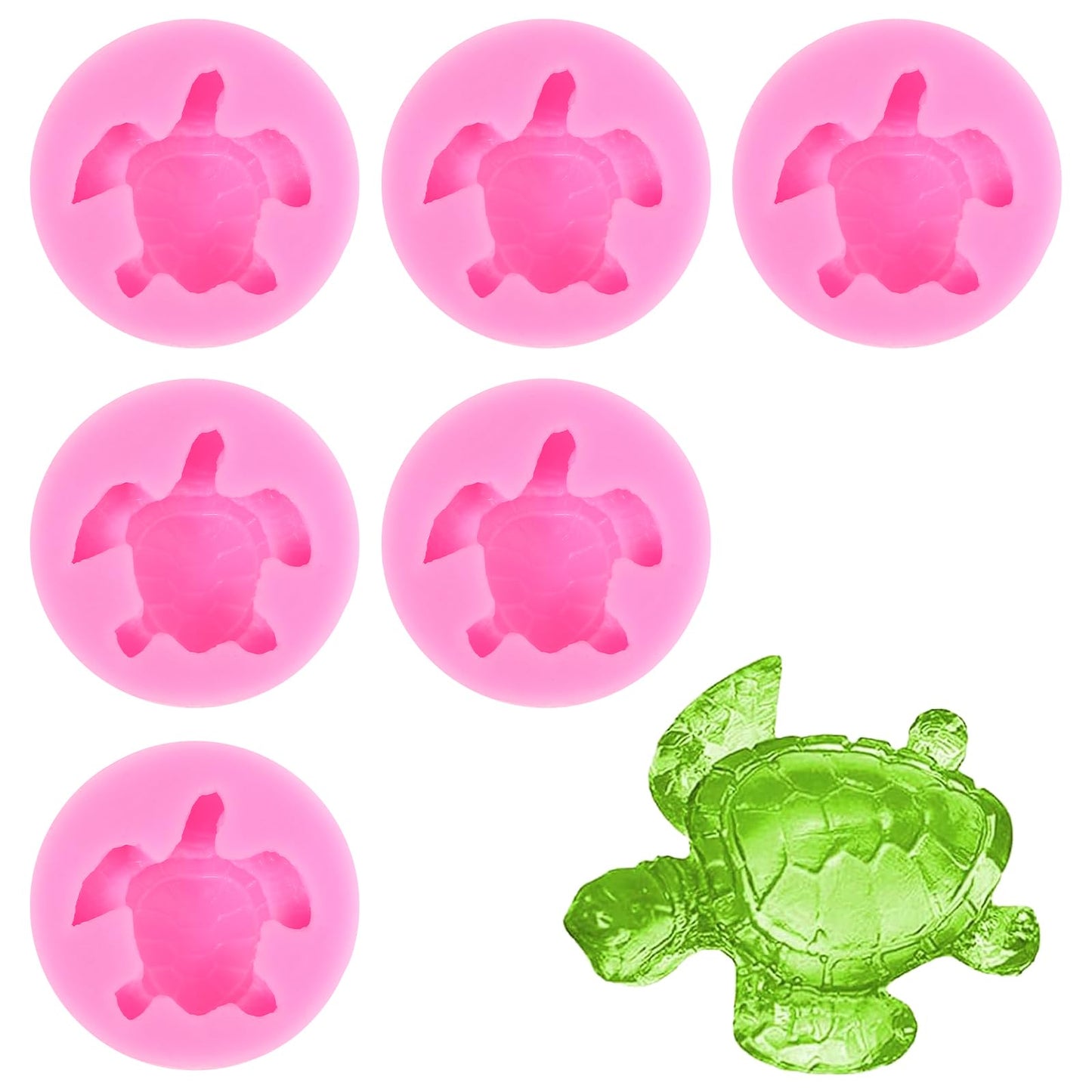 Yuanchu 6PCS Sea Turtle Silicone Mold, Cake Moulds Tortoise Candy Fondant Mold Chocolate Making Mold 3D Animal Soap Molds Cookie Baking Molds Jello Molds for Birthday Party Home Decor