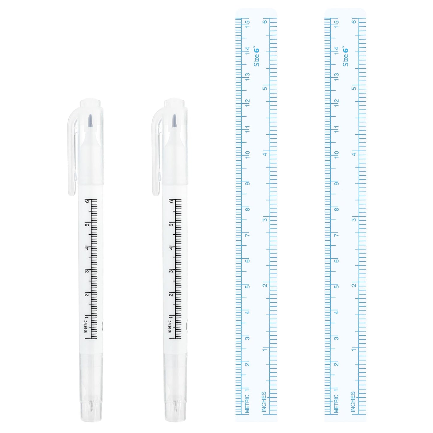 TIESOME 2PCS Microblading Marker Pen Skin Marker Eyebrow Permanent Makeup Position Mark Tools with Paper Ruler for Eyebrow Lips Skin (White Barrel)