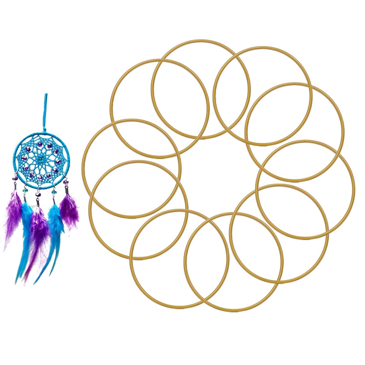 simarro 10Pcs 10 cm Metal Rings for Crafts, Dreamcatcher Rings Metal Wreath Macrame Rings for DIY Floral Hoop Wedding Wreath Floristry Wall Hanging Decor (Gold)