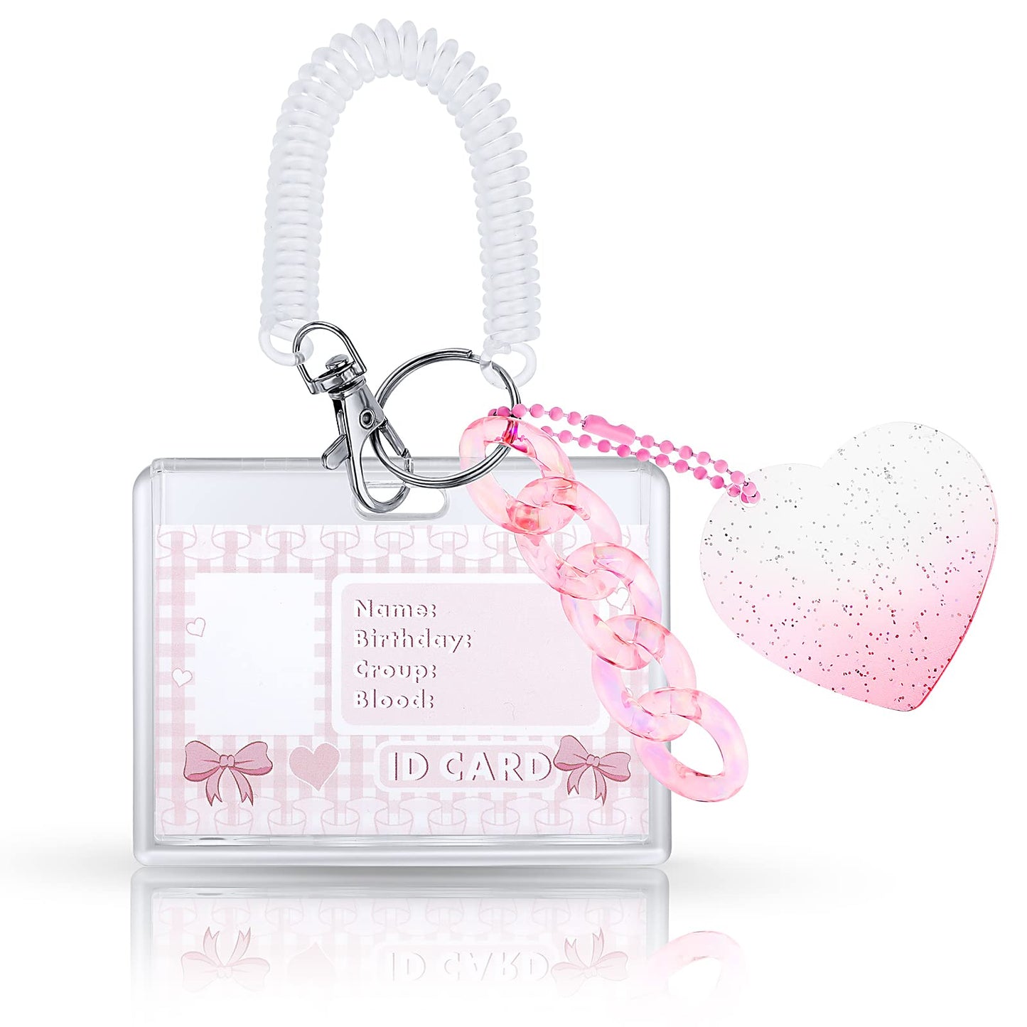 TIESOME Badge Holder, ID Badge Card Holder with Spiral Wrist Coil Photocard Holders Keychain Retractable Heavy Duty Clear Id Card Holder Card Protector for School Office (inches, 4.13x2.55)