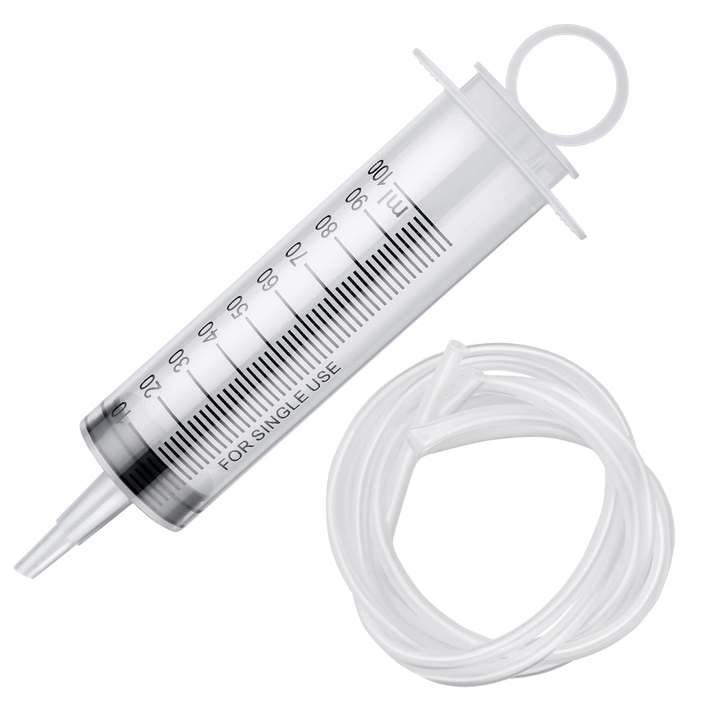 cobee Plastic Syringe with Tube 100 ml Large Plastic Syringe with 130cm Hose Tube Large Plastic Measuring Syringe for Feeding Watering Nutrient Measuring Scientific Labs Glue Applicator Experiments