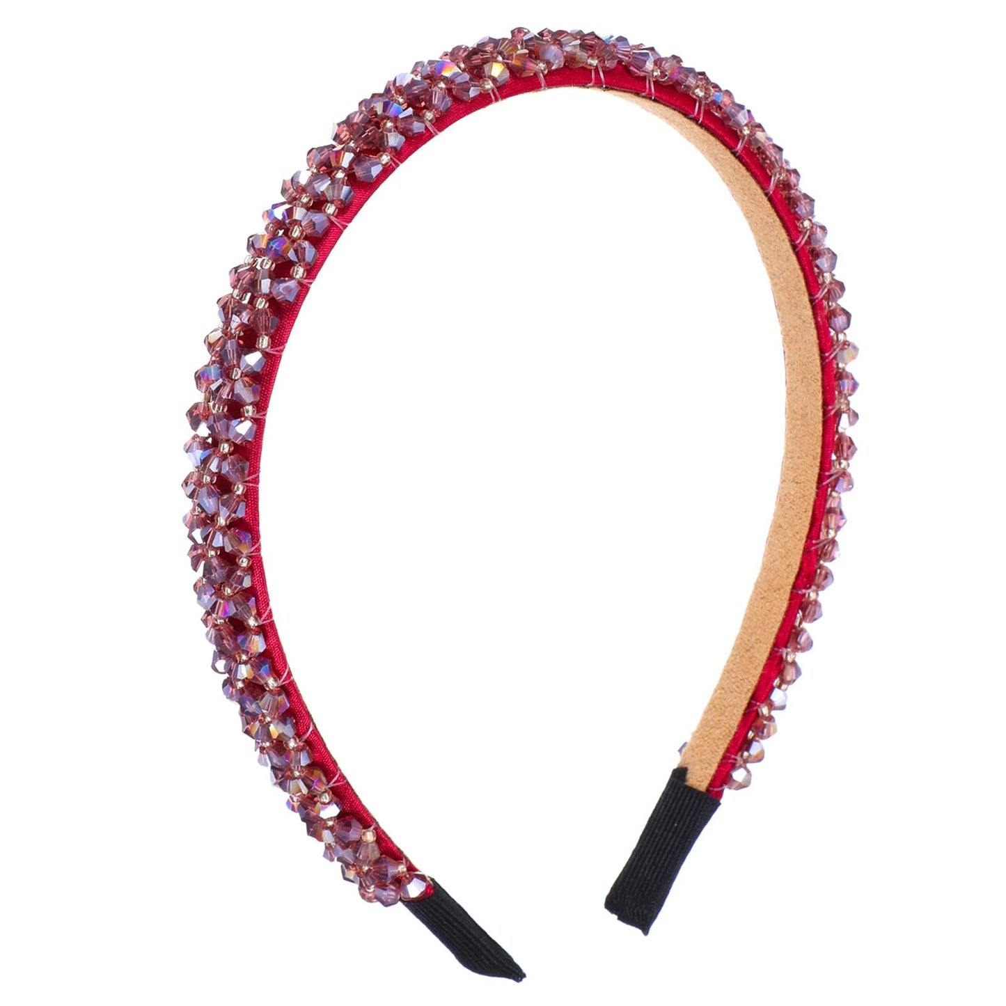 DOPENSPI Crystal Rhinestone Headbands for Women Girls, Fashion Sparkly Beaded Hair Hoop Fancy Dressy Headbands Hair Accessories Bling Padded Hairs Bands for Women Girls(Purple)