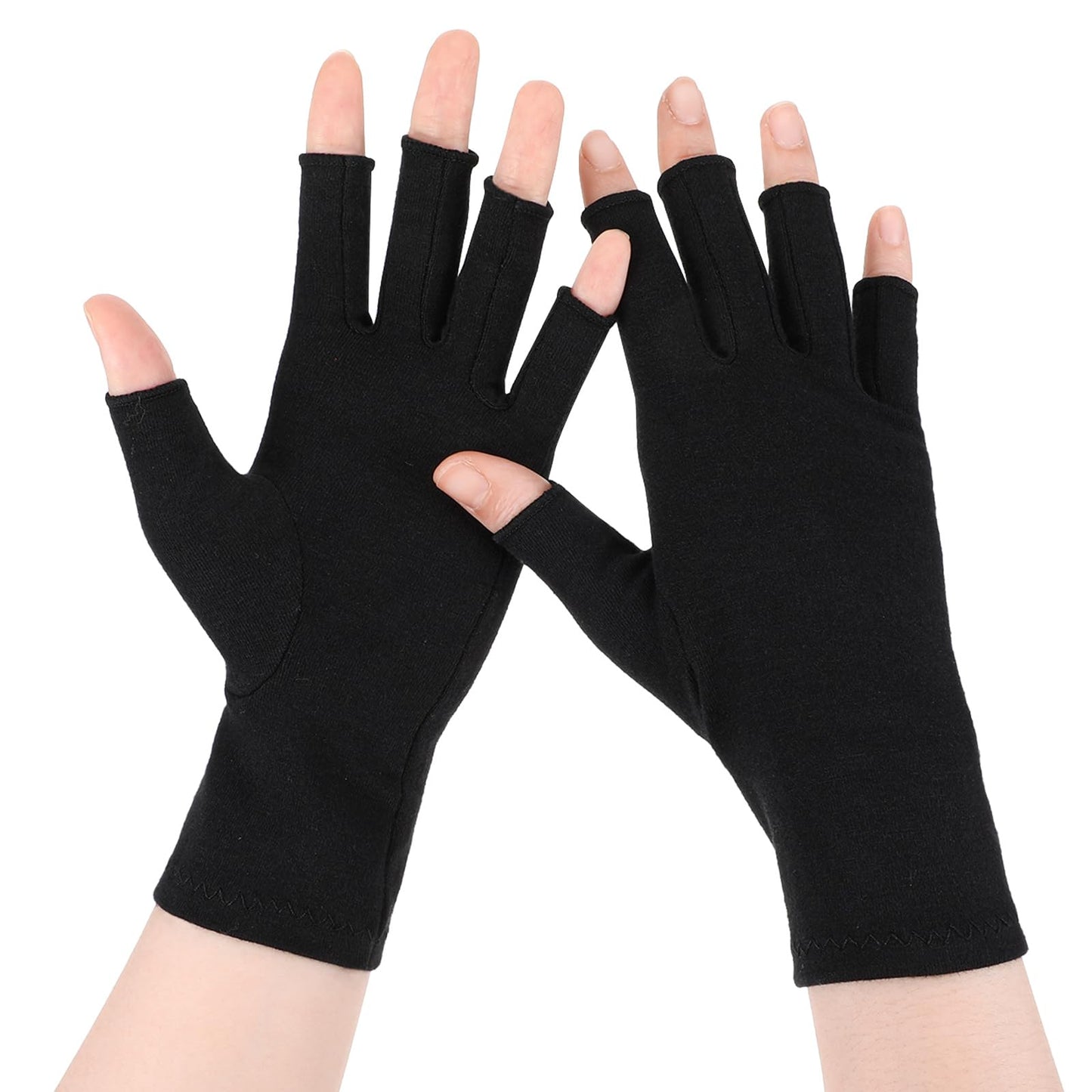 Yuanchu Compression Gloves Half Finger Without Finger Compression Glove Wrist Strap Women Men Medium Age Elderly People Fitness Outdoor Work 1 Pair (M)