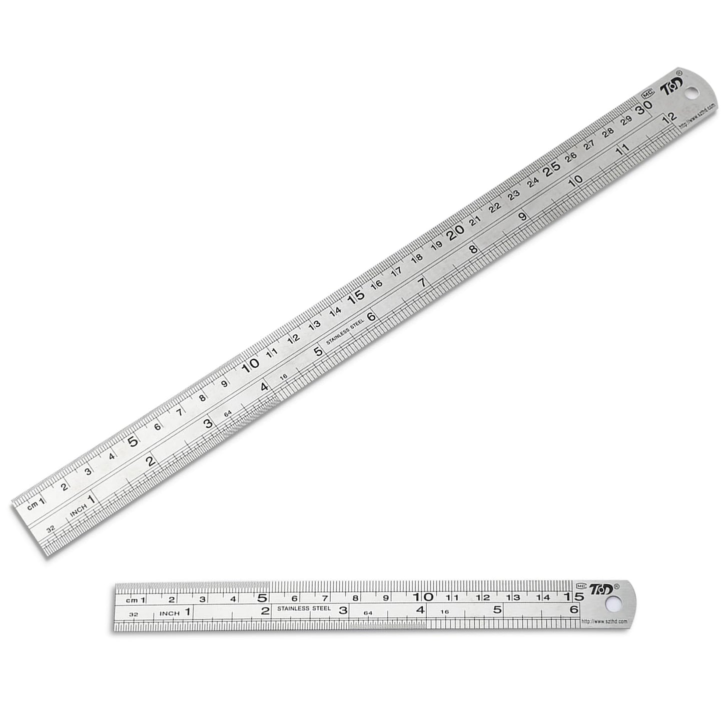 simarro 2 Pcs 6/12 inch Metal Ruler Set, 15/30 cm Double-Sided Scale Ruler with Inch and Metric, Straight Ruler for School Office Engineer Woodworking Drawing Measuring