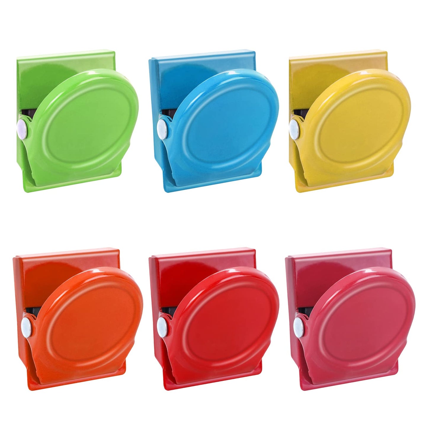 cobee Metal Magnetic Clips, 6PCS Colorful Magnets Clips 35mm Refrigerator Clip Whiteboard Magnet Clips Memo Note Clips for Office School Home