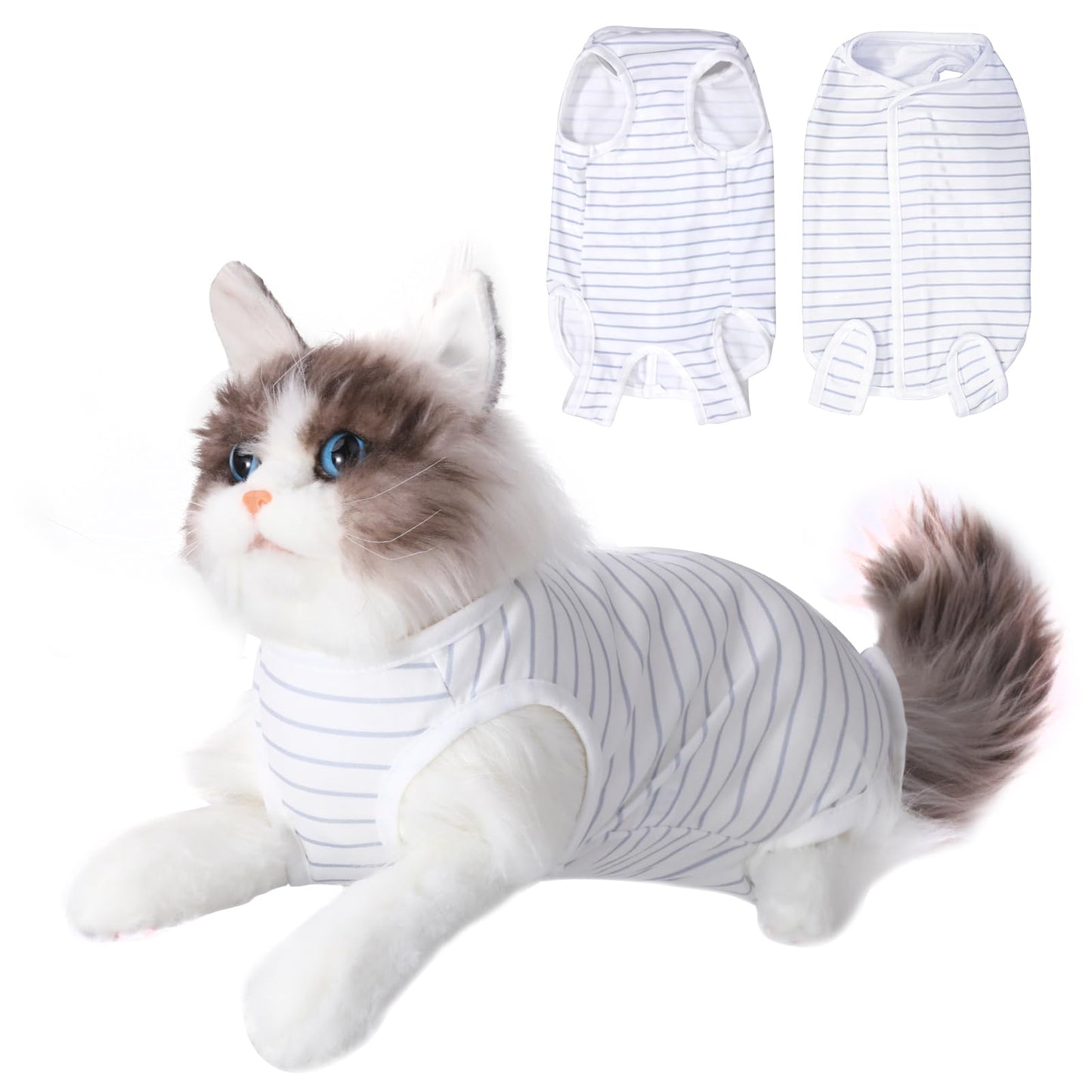 cobee Cat Professional Recovery Suit for Abdominal Wounds or Skin Diseases, Cat Surgery Recovery Suit Soft E-Collar Cone Alternative Cat Onesie for Cats After Surgery Pajama Suit for Kittens (M Size)