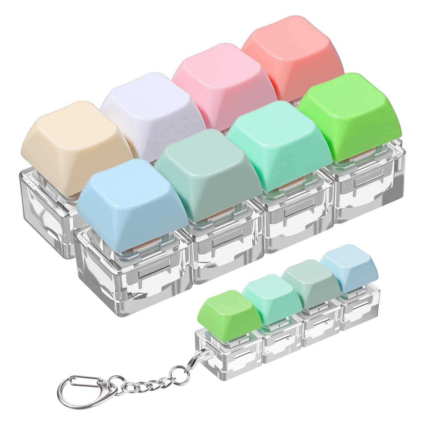 WJIAAA Keyboard Fidget Toys for Adults, Pack of 2, 8 Colours, Freely Combinable Keyboard, Fidget Clicker, Key Fob for Stress Relief