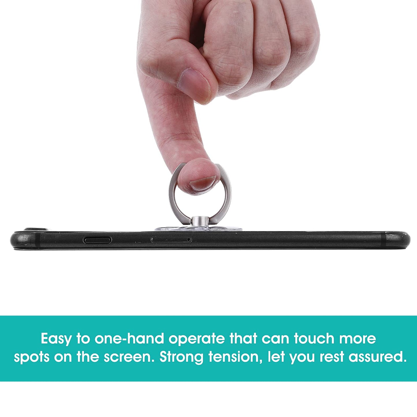 Cobee Finger Kickstand Cell Phone Ring, 2pcs Round Transparent Phone Ring Holders with Diamond, Bling Phone Ring Holder, 360 Degree Rotation Clear Glitter Finger Mount Cell Phone Finger Holder